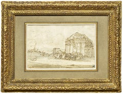 Antique A landscape drawing by Claude Lorrain, with a preliminary sketch on the verso