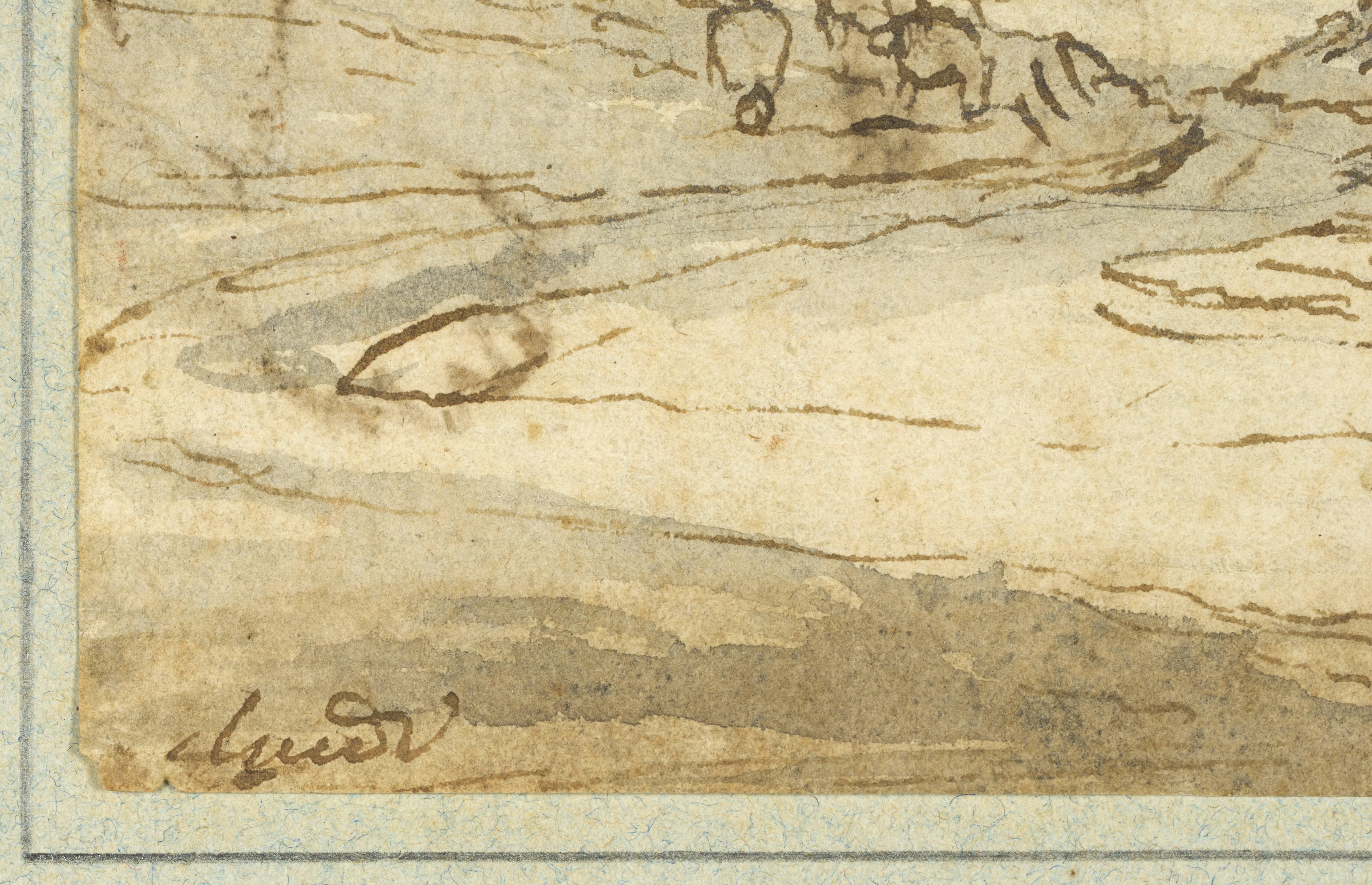 A landscape drawing by Claude Lorrain, with a preliminary sketch on the verso For Sale 1