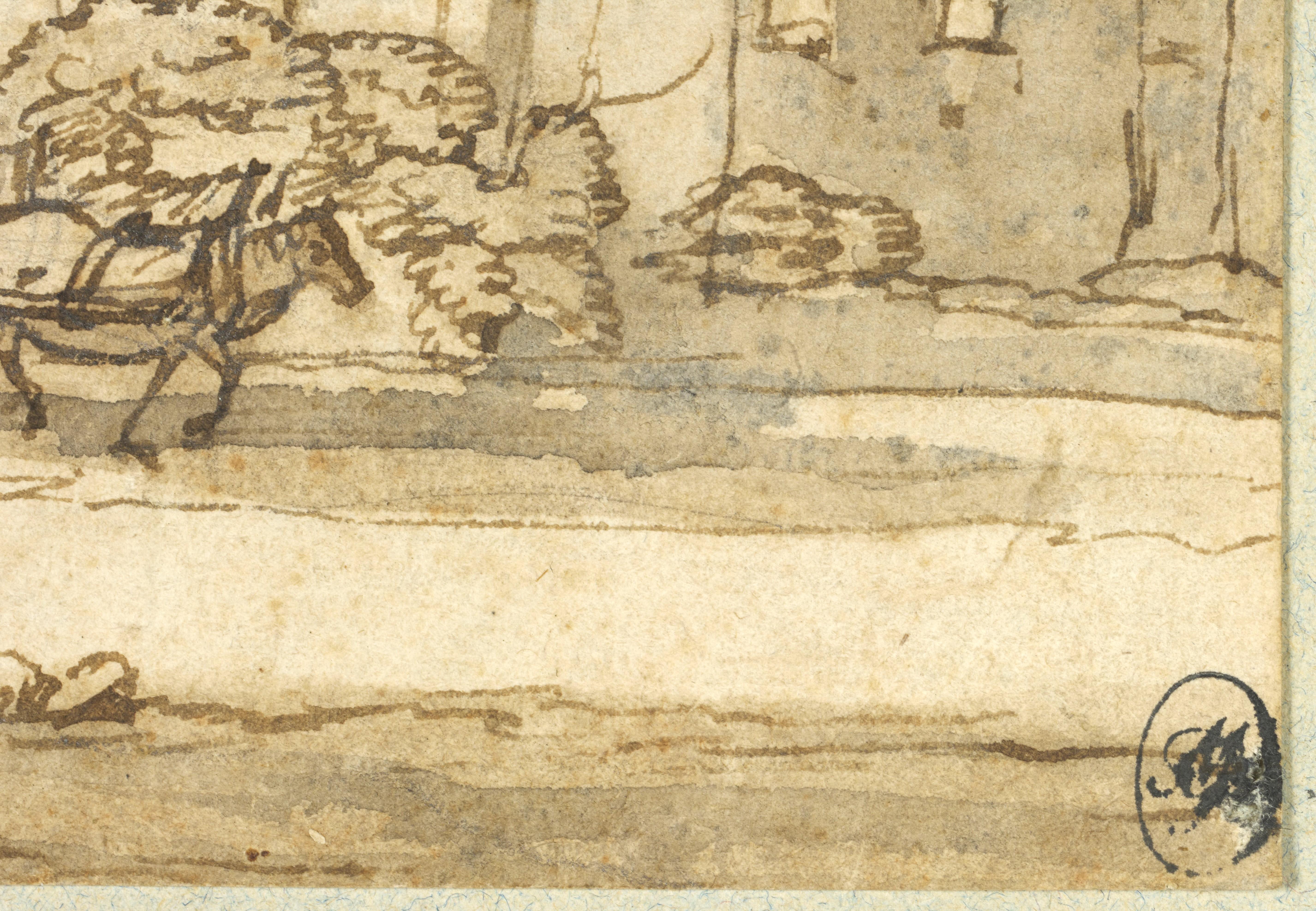 A landscape drawing by Claude Lorrain, with a preliminary sketch on the verso For Sale 2
