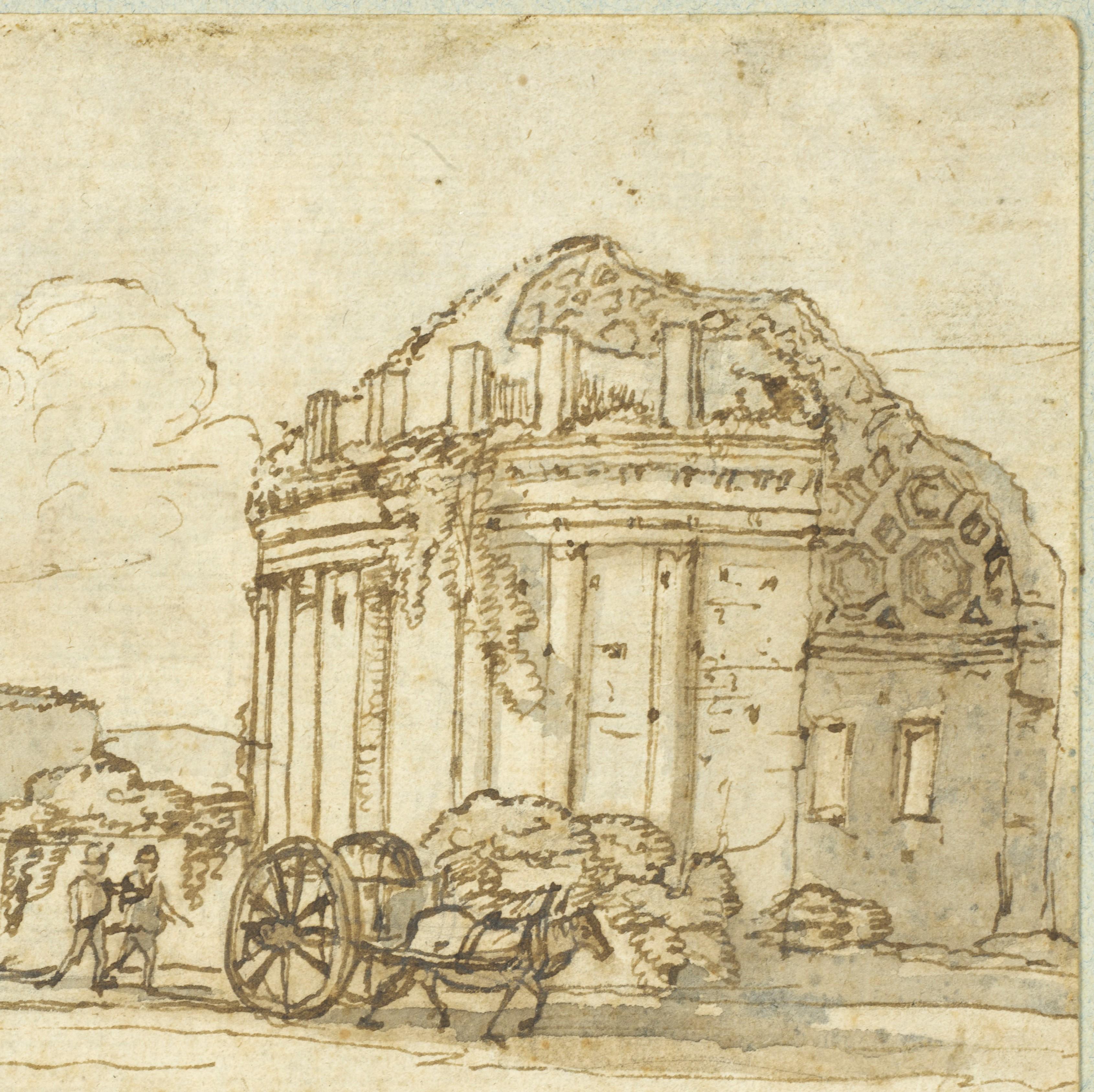 A landscape drawing by Claude Lorrain, with a preliminary sketch on the verso For Sale 3