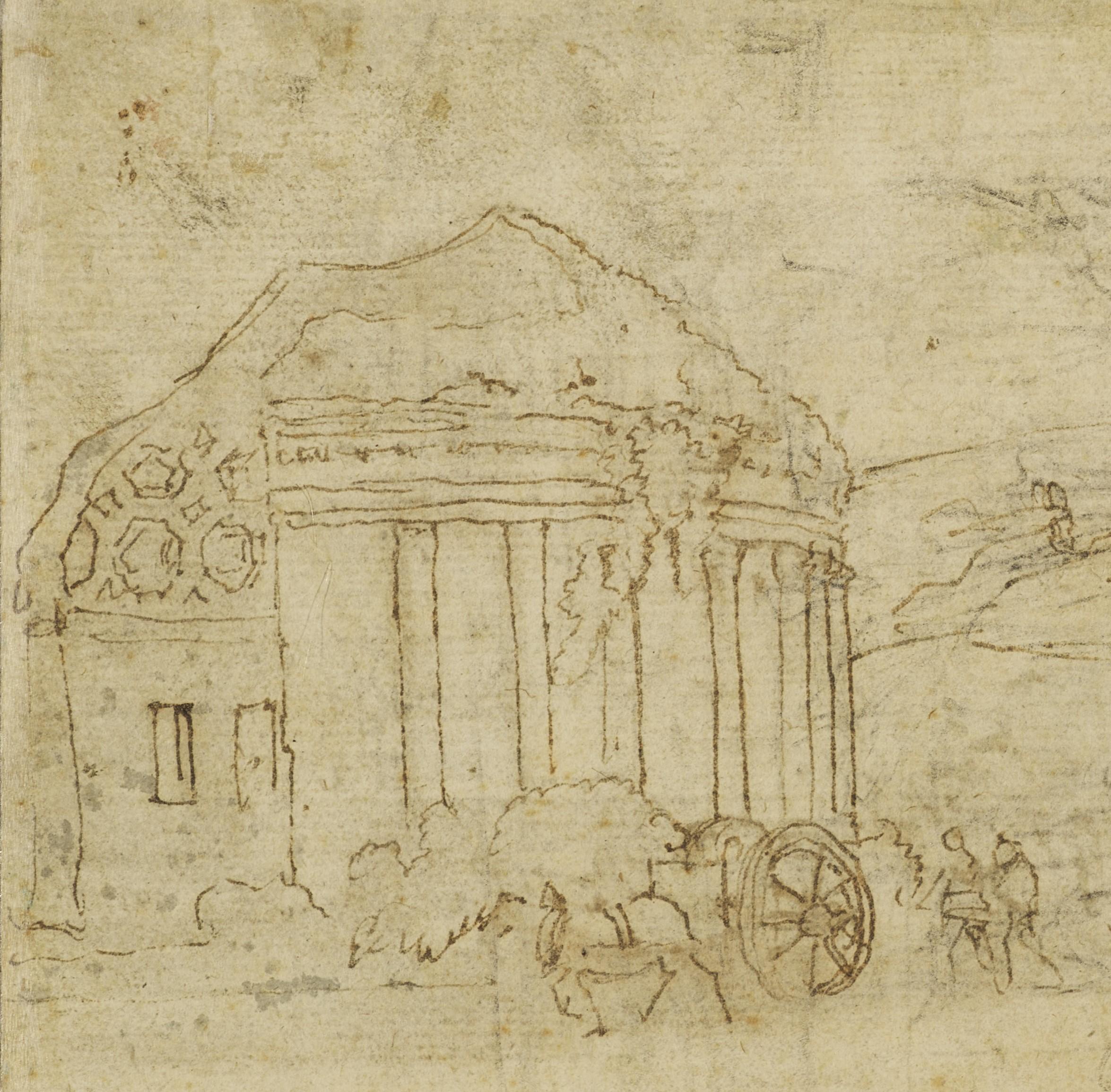 A landscape drawing by Claude Lorrain, with a preliminary sketch on the verso For Sale 4