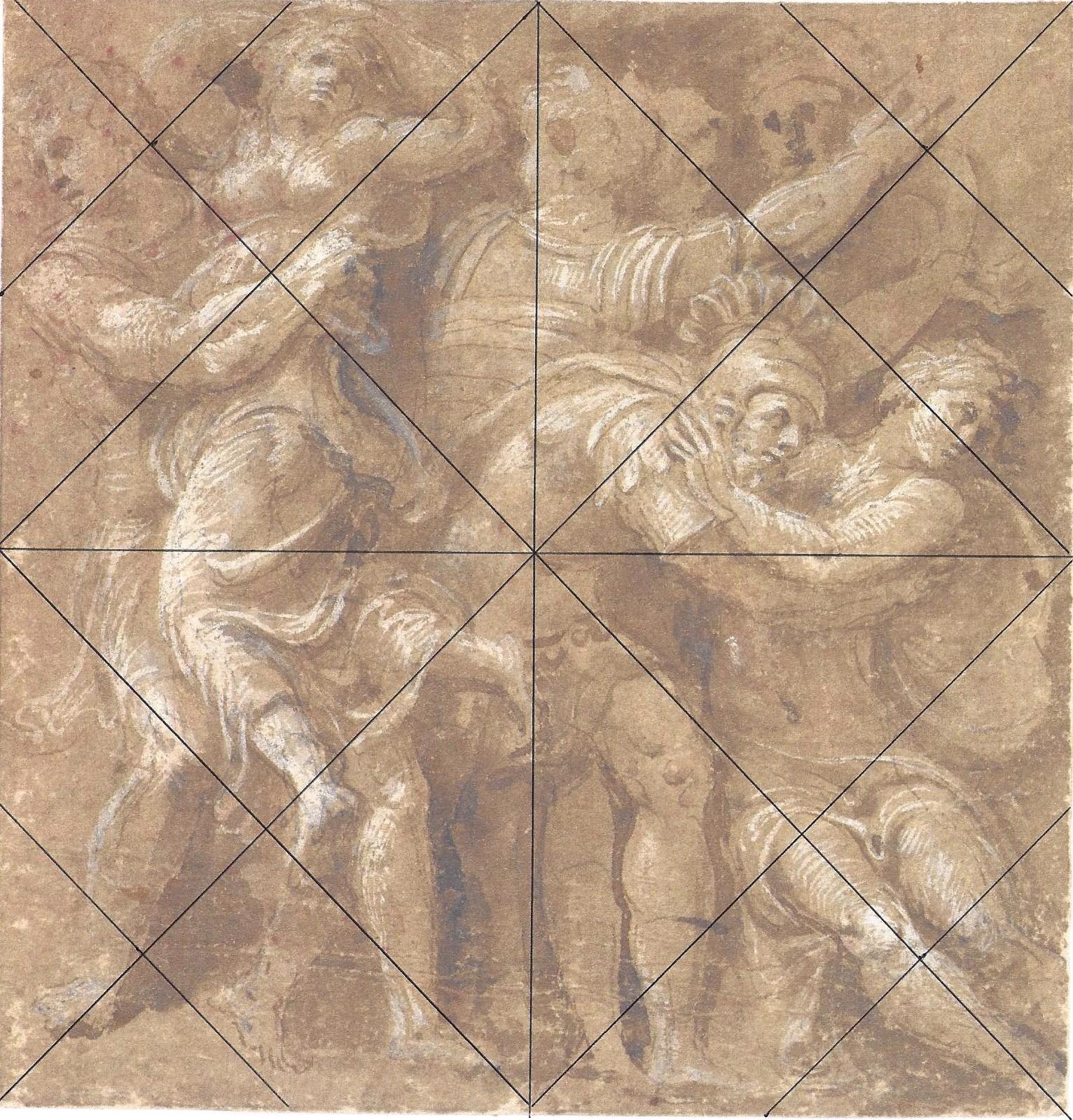 The Abduction of the Sabine Women , a Renaissance drawing by Biagio Pupini For Sale 5