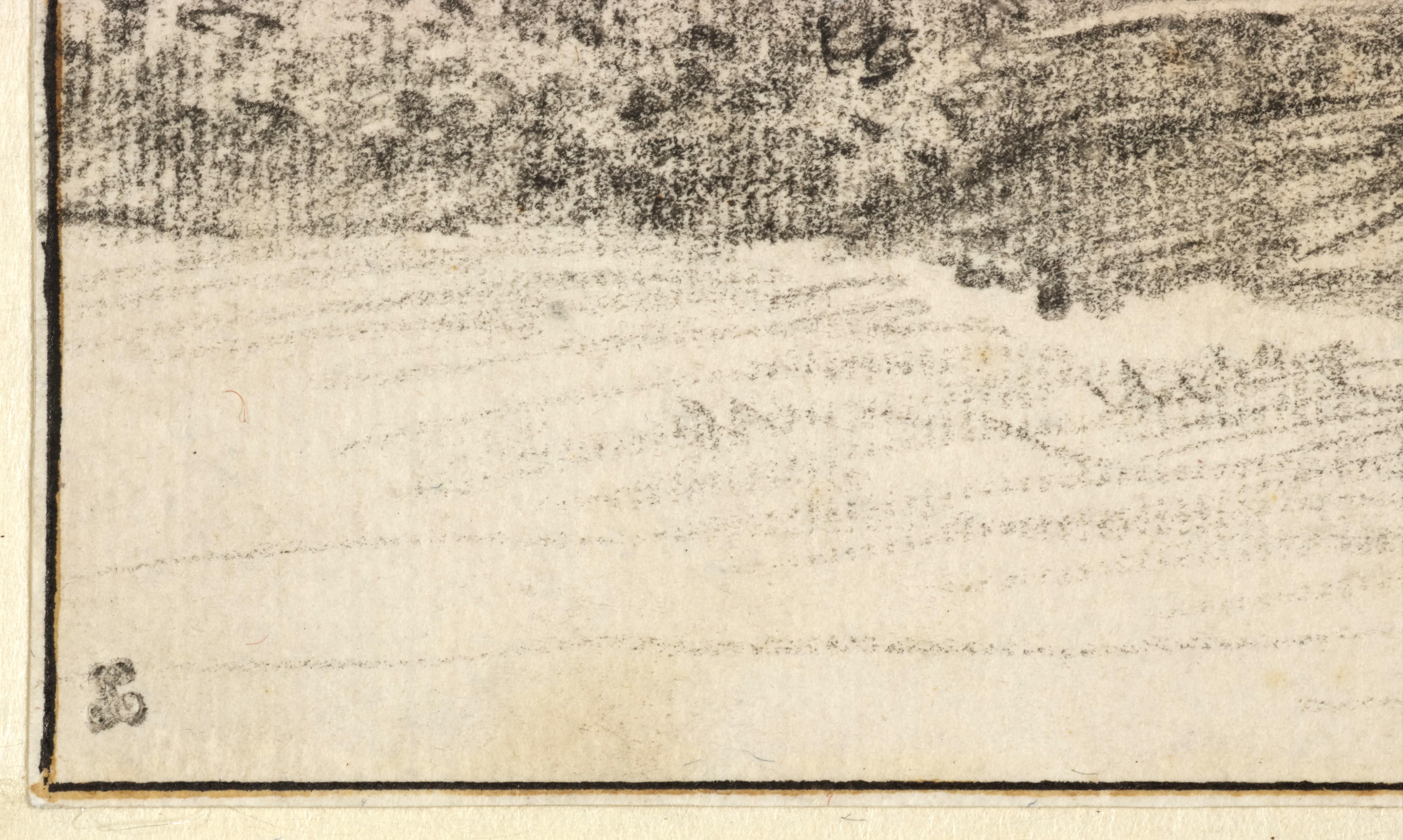 Eine ländliche Landschaft, eine Zeichnung, die zum Teil Francois Boucher zugeschrieben wird (Beige), Landscape Painting, von François Boucher