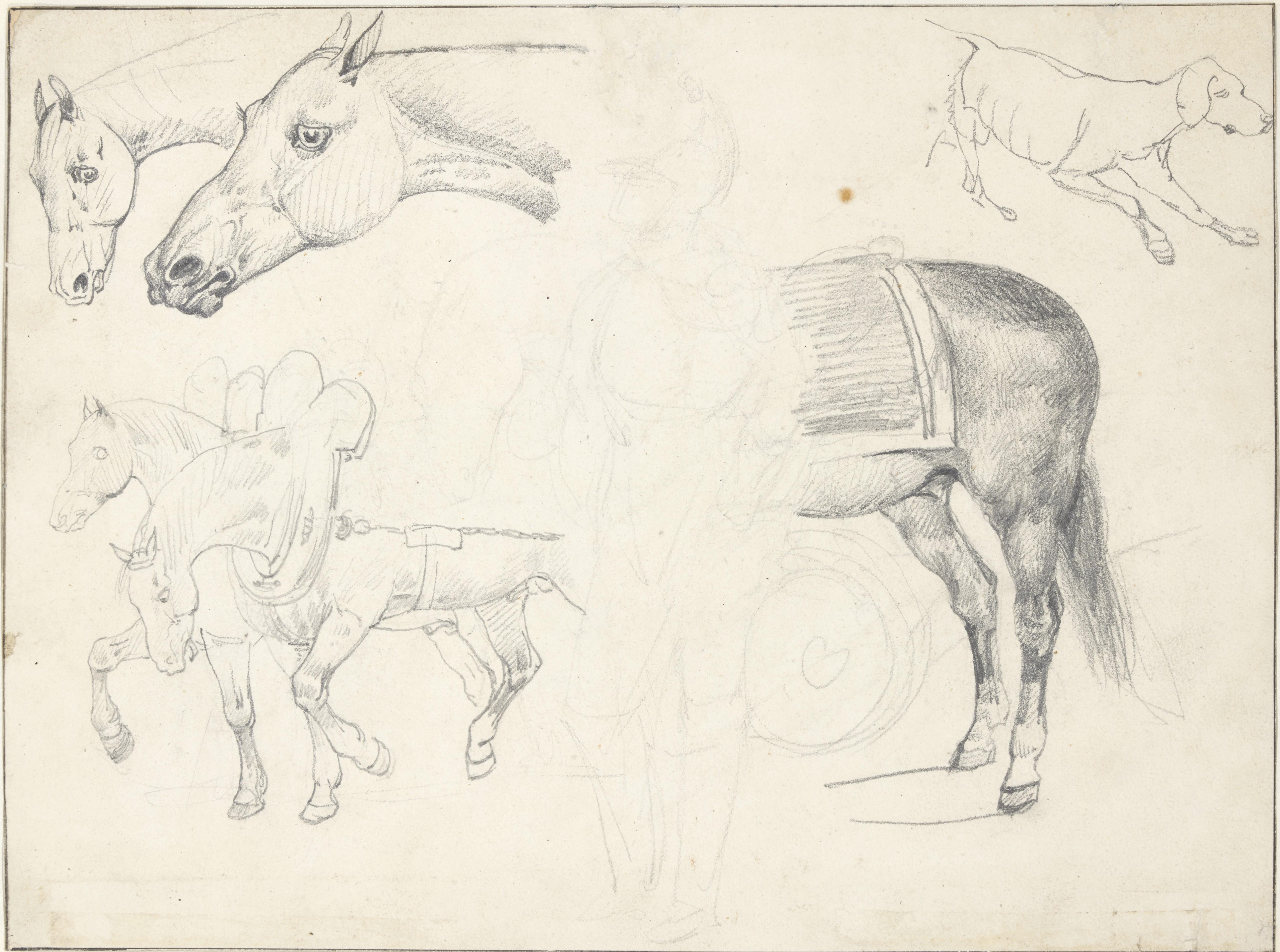 Études de chevaux recto-verso par Théodore Géricault - Maîtres anciens Art par Jean Louis Andre Theodore Gericault