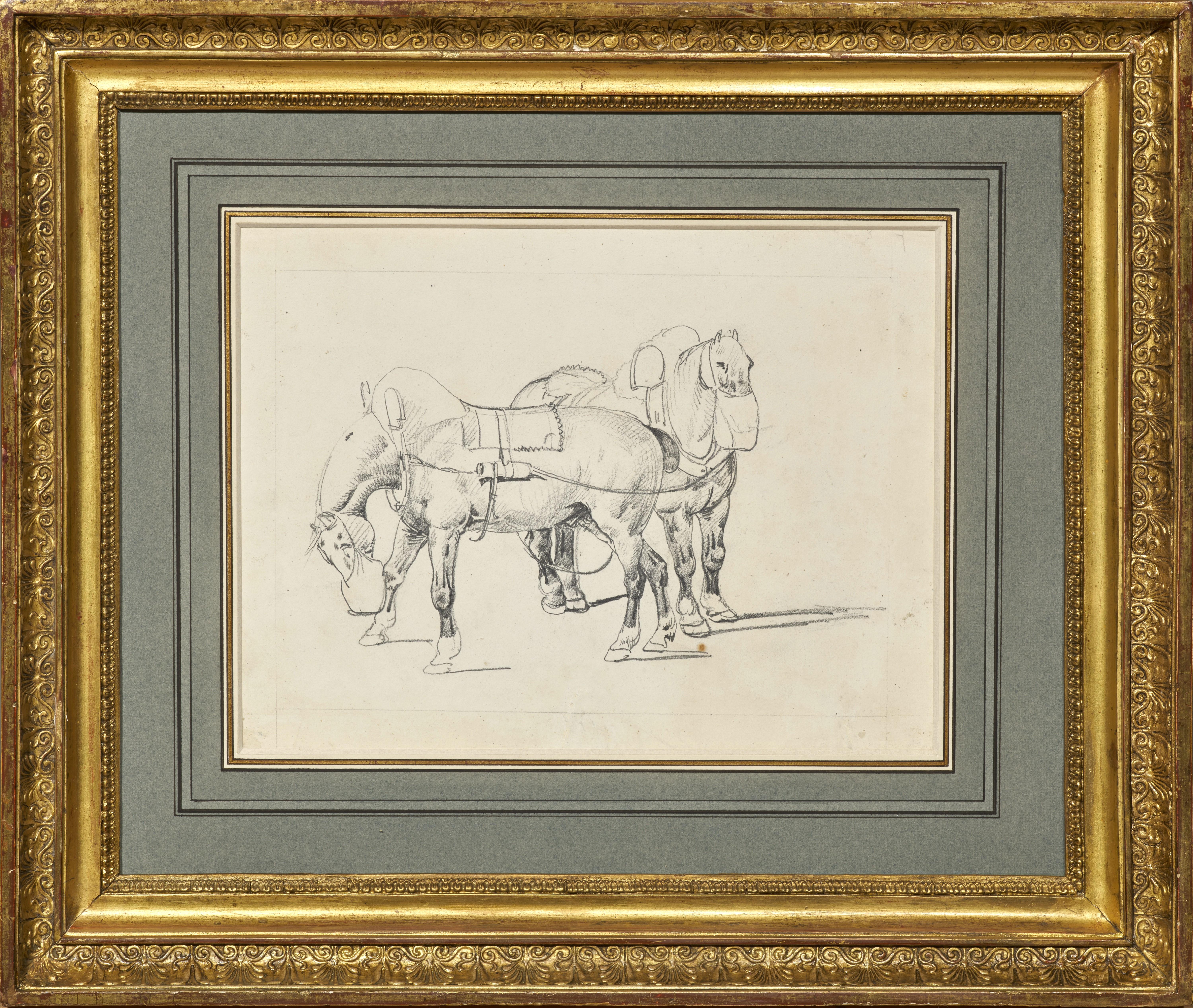 Études de chevaux recto-verso par Théodore Géricault - Marron Animal Art par Jean Louis Andre Theodore Gericault