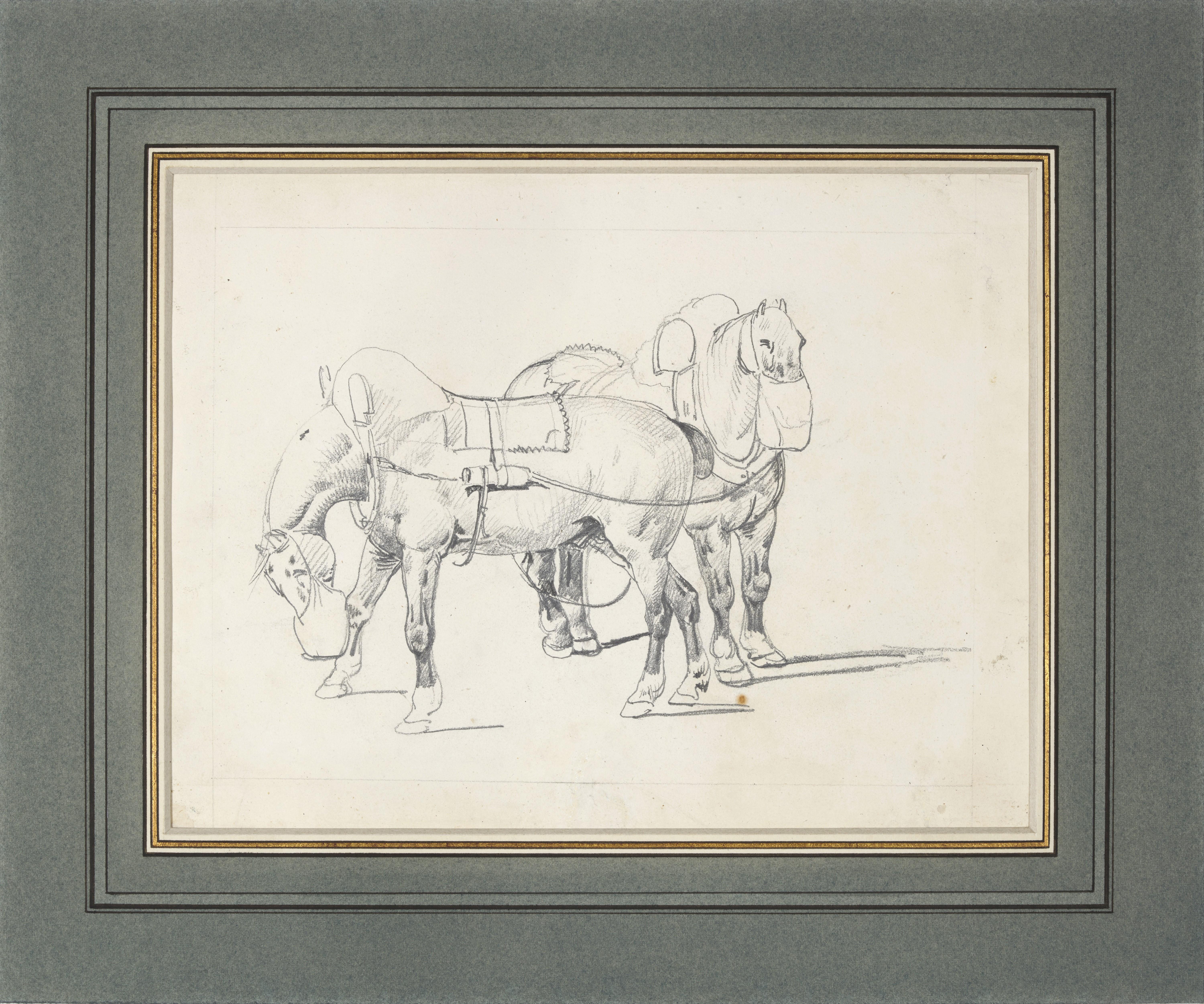 Recto : deux chevaux, étude préparatoire pour la lithographie 