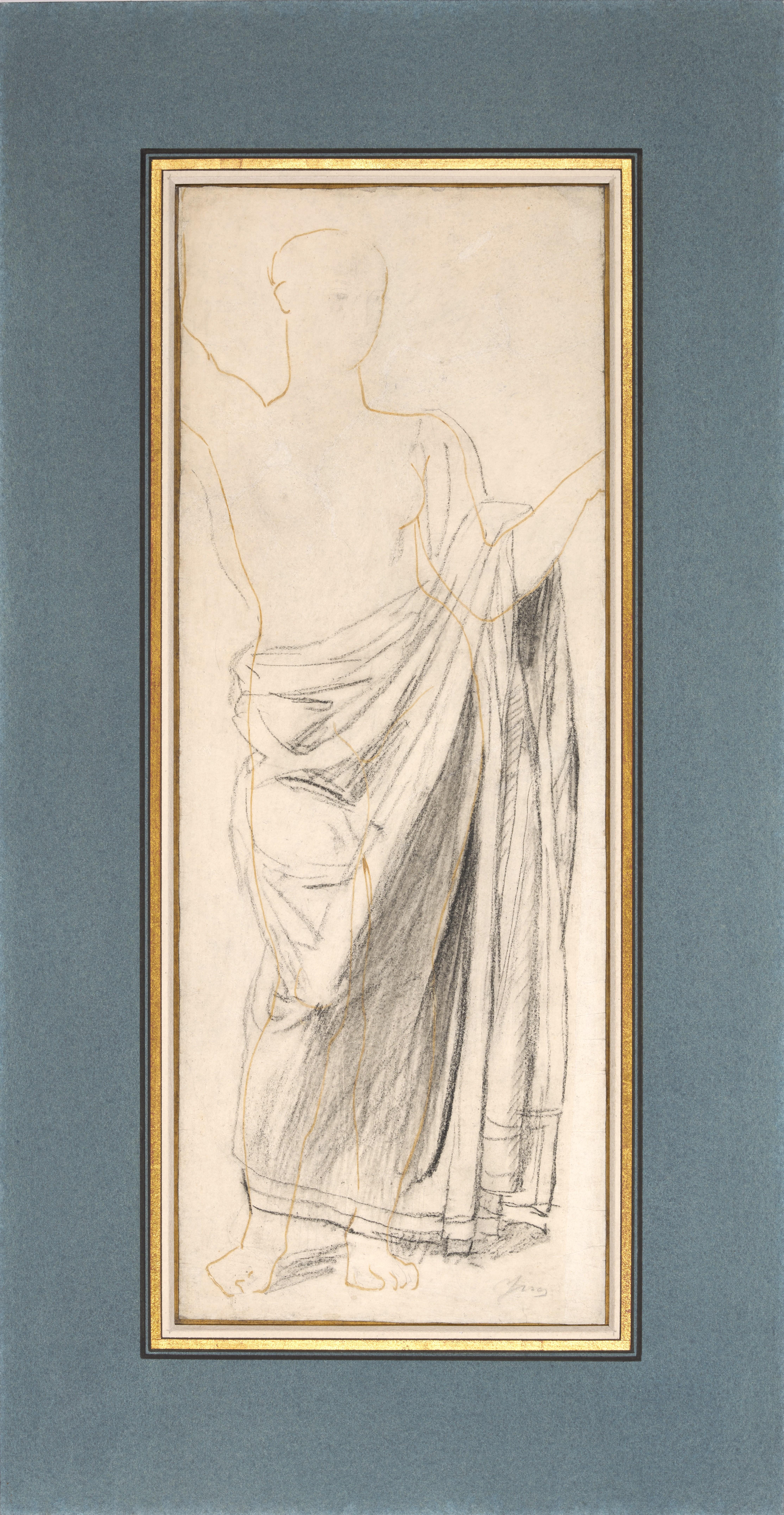 Astrea, une étude de la fresque de l'âge d'or à Dampierre par Ingres - Maîtres anciens Art par Jean-Auguste-Dominique Ingres