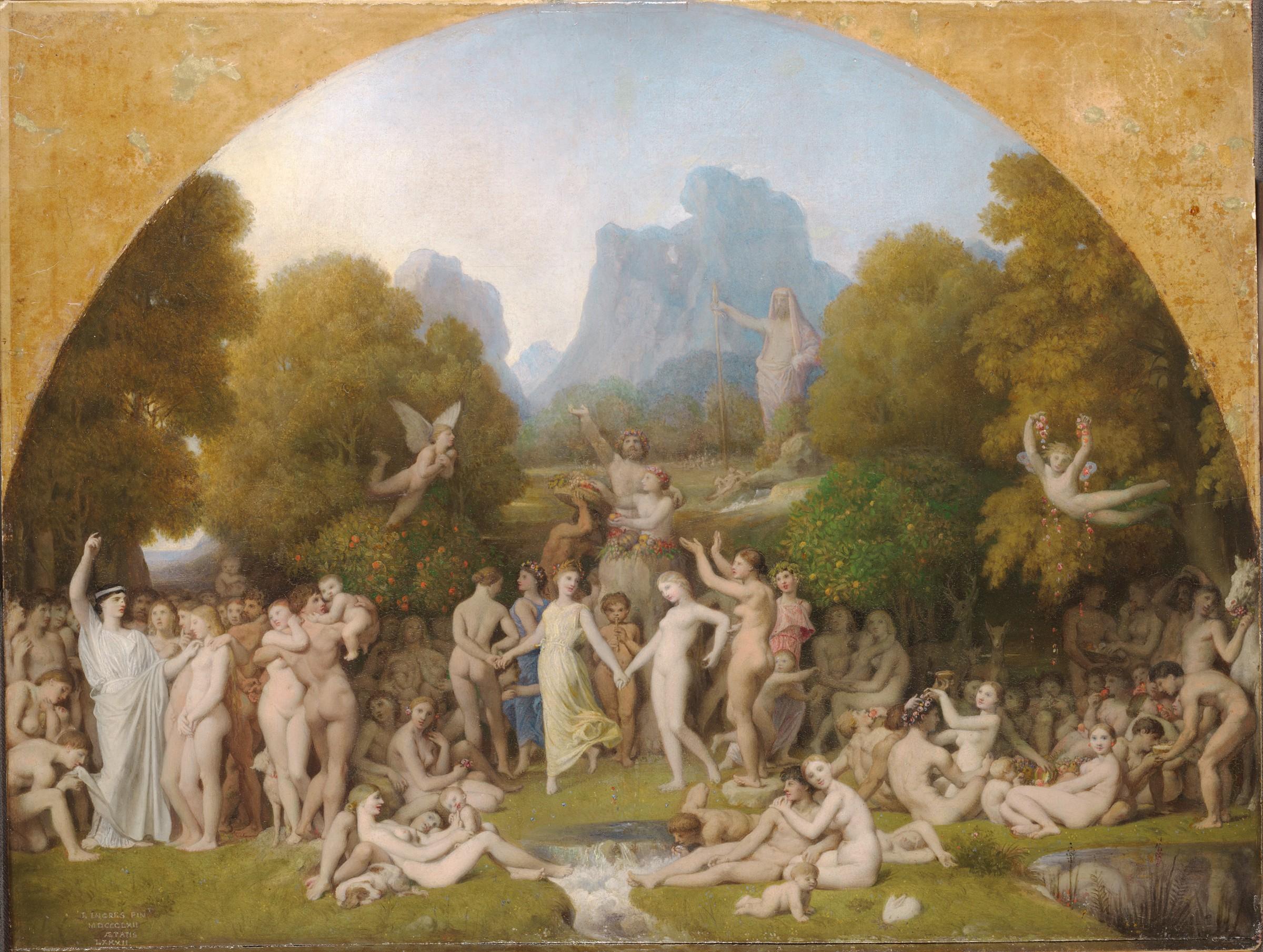 Astrea, eine Studie für das Fresko des Goldenen Zeitalters in Dampierre von Ingres im Angebot 1