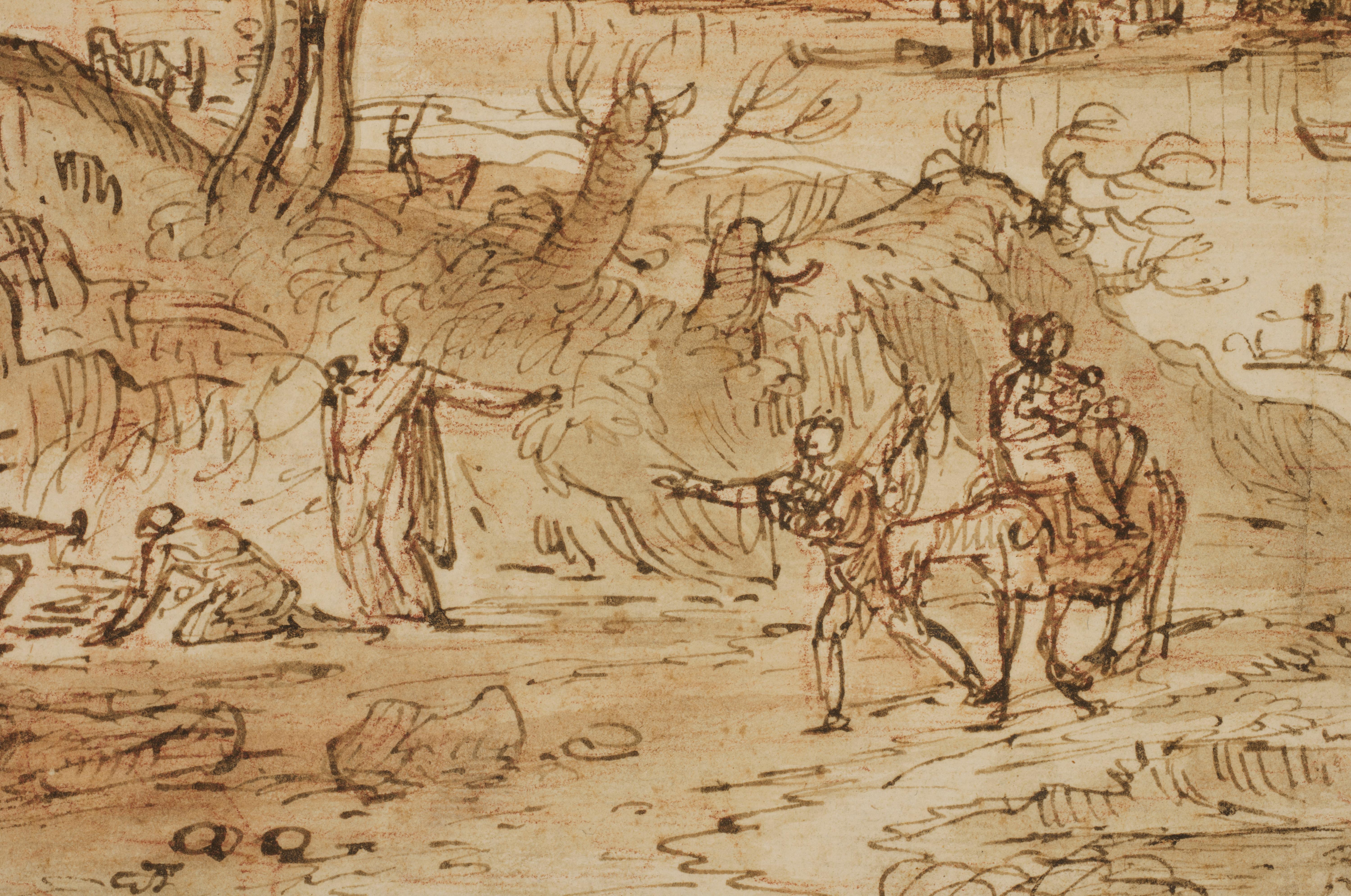 A large landscape drawing executed in Italy around 1630 by a Flemish artist - Art by Flemish School, 17th Century