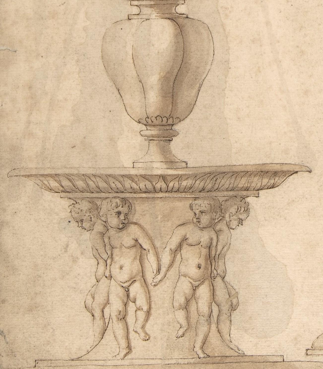 Candelstick project, a drawing attributed to Giulio Romano (circa 1499 - 1546) 1