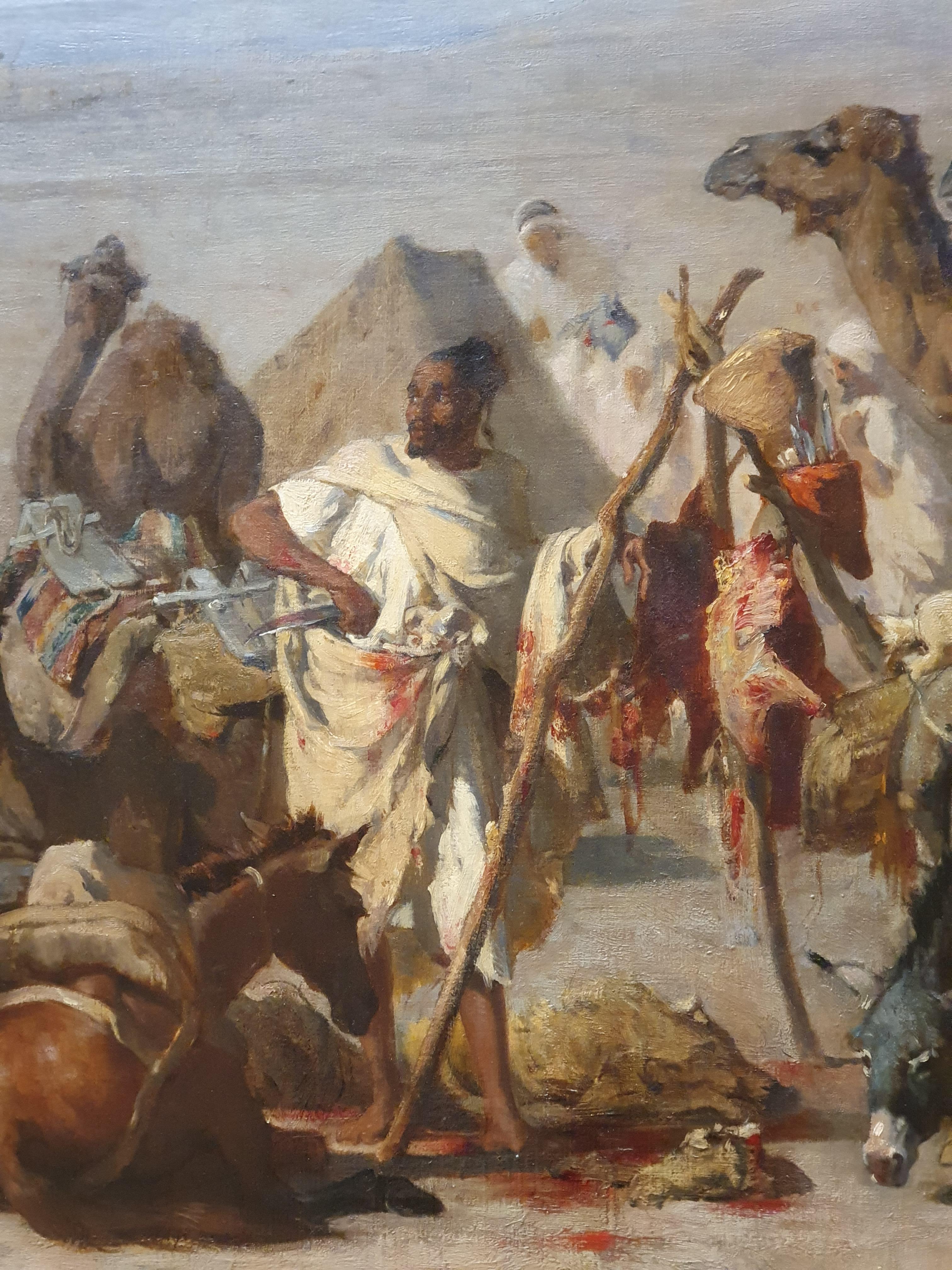 Der arabische Butcher, eine vorbereitende Zeichnung von Gustave Guillaumet (1840 - 1887) im Angebot 5