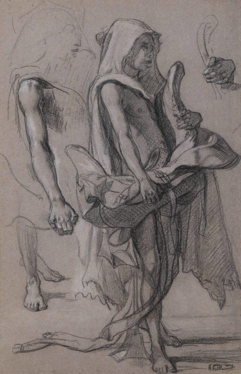 Der arabische Butcher, eine vorbereitende Zeichnung von Gustave Guillaumet (1840 - 1887) im Angebot 6