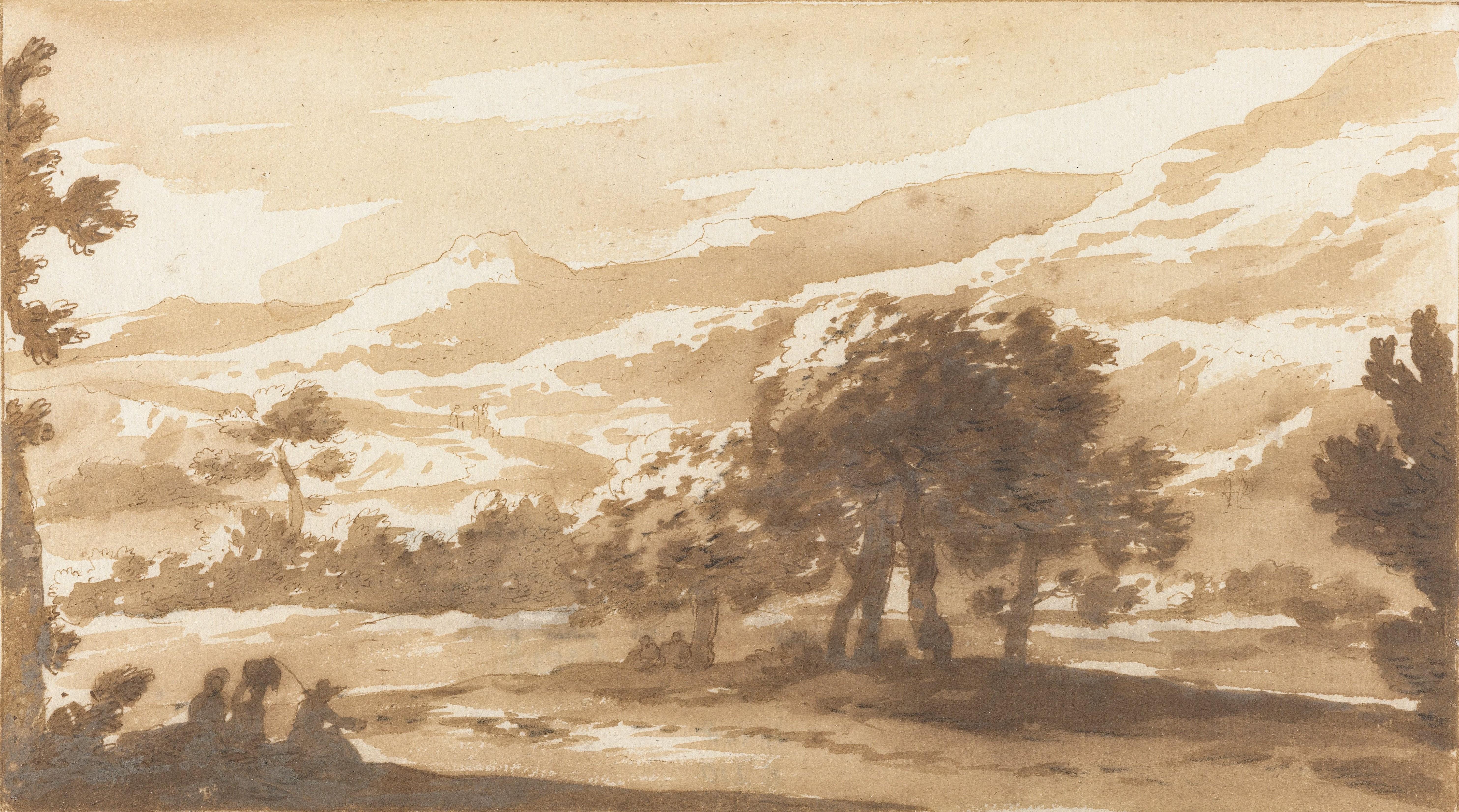 Vue d'une ville ancienne, un paysage de lavabos de Jan de Bisschop (1628 - 1671) en vente 3
