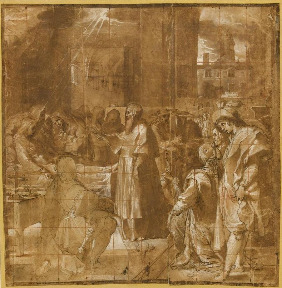 Le martyre de Saint Bartholomew, un dessin préparatoire d'Alessandro Casolani en vente 4