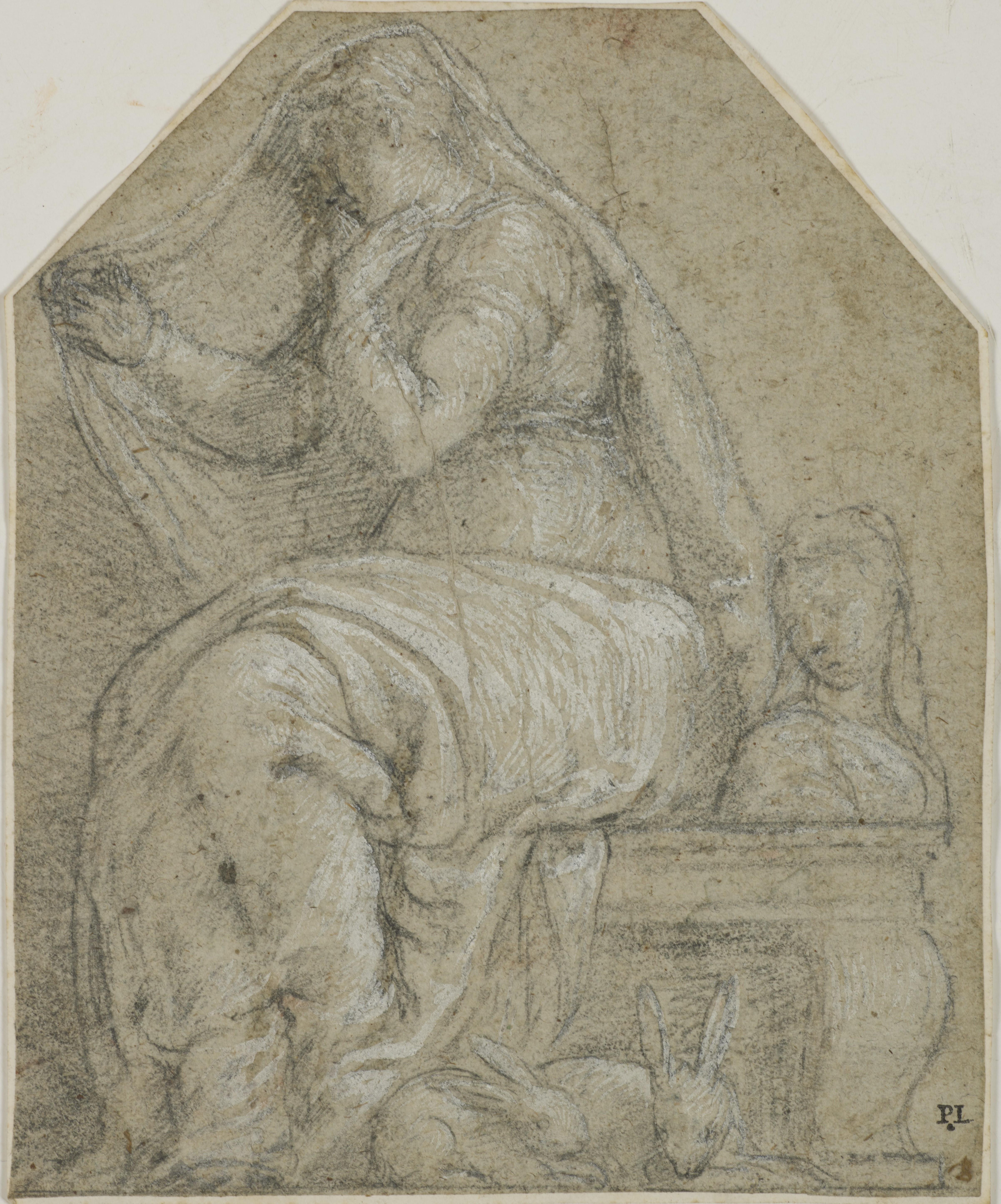 Allegory of Chastity, un dessin attribué à G. Porta avec une grande provenance - Art de Giuseppe Porta called Salviati