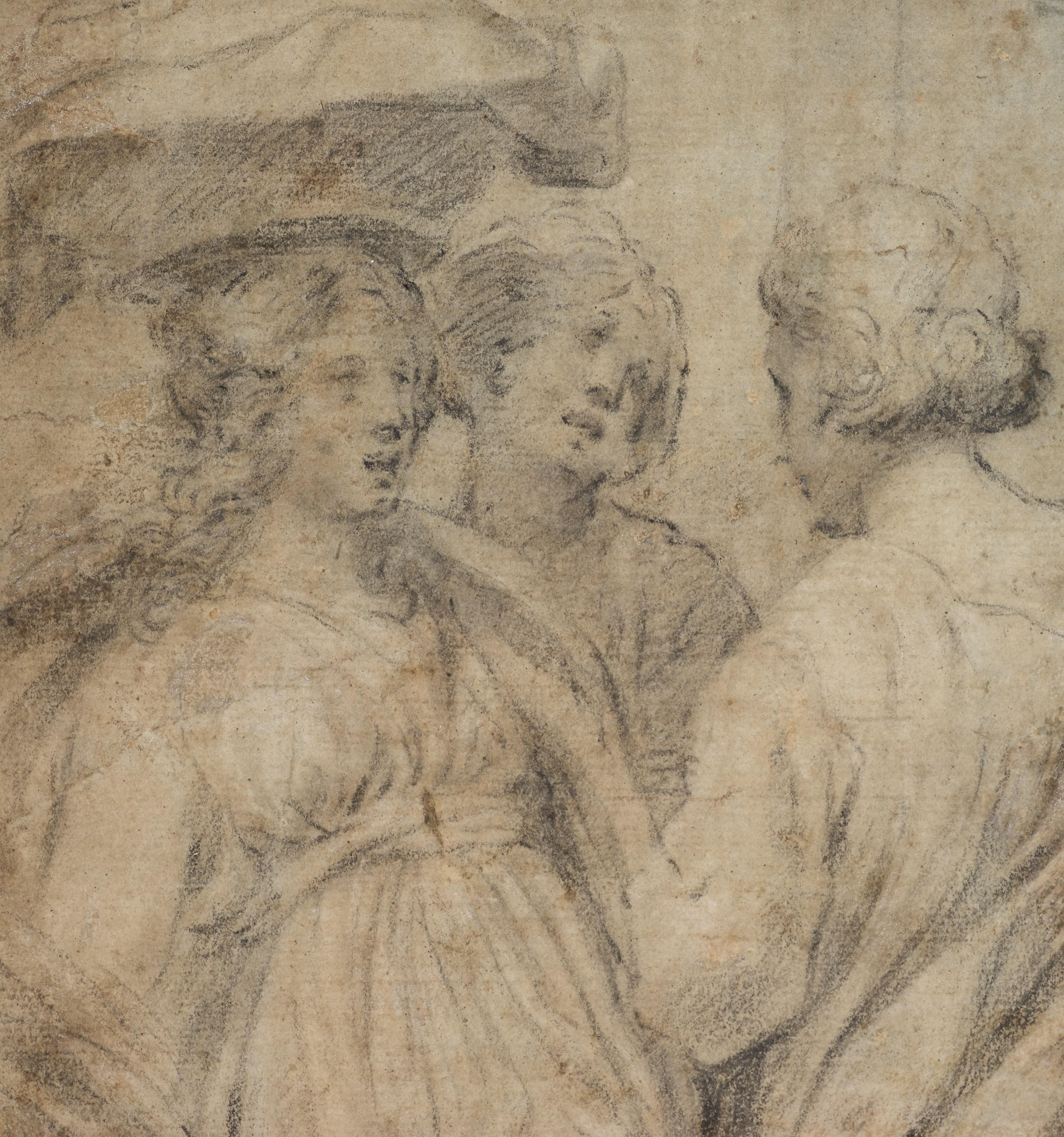Vier Frauen, eine Zeichnung von Francesco Furini (nach dem Flachrelief von L. Ghiberti)  im Angebot 2