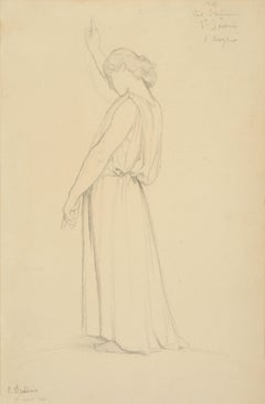A Study for the Angel of Saint-Severin church in Paris, by Paul Flandrin