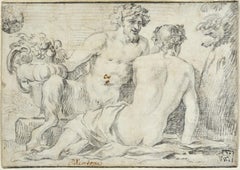Satyr conversing with a Nymph, a drawing attributed to Claude Mellan