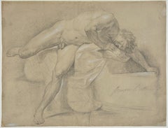 A spectacular Study of a sleeping nude Man by Pompeo Batoni (1708 - 1787)