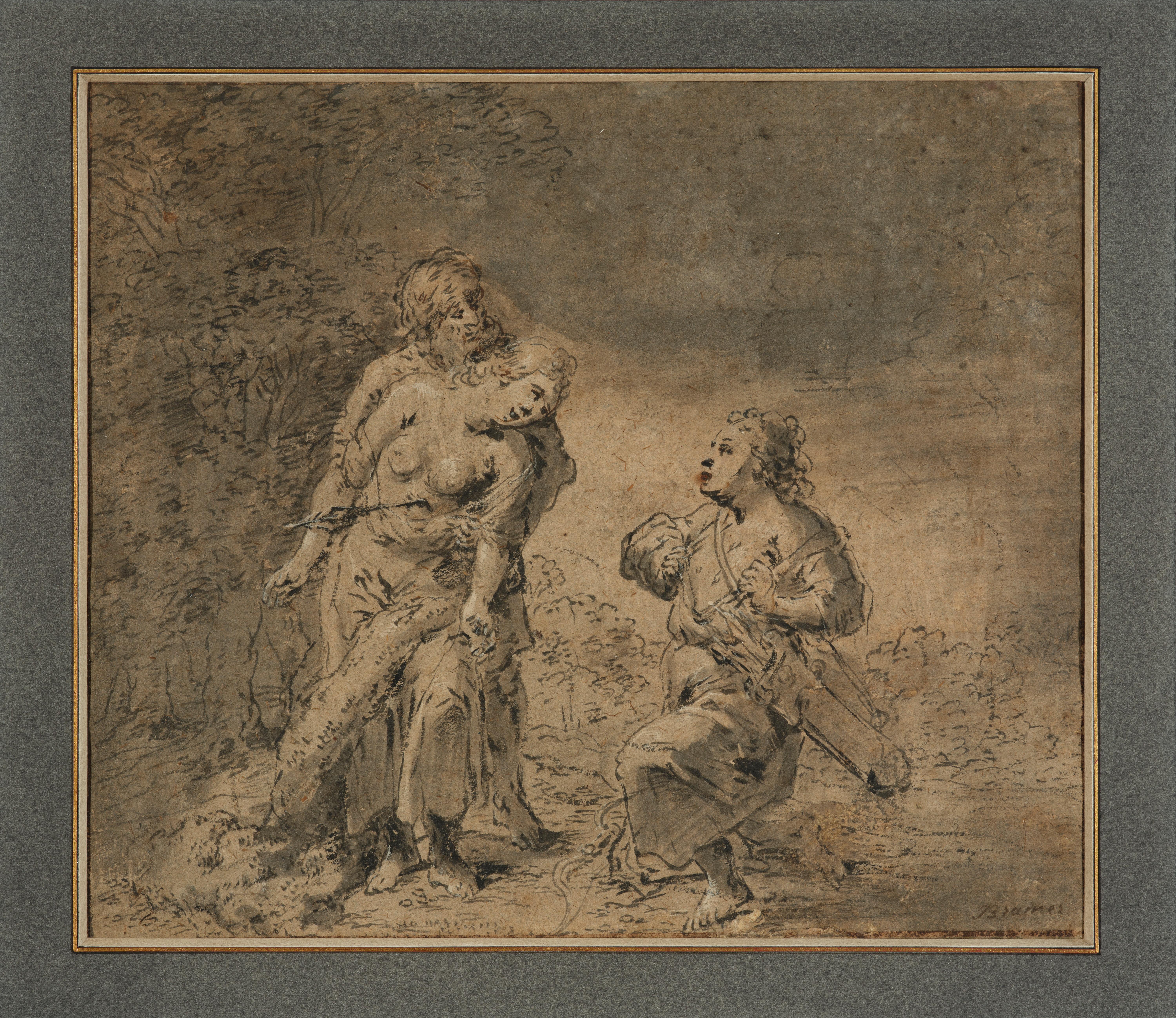 Silvio und Dorinda, eine Zeichnung von Leonaert Bramer, Vermeers erster Meister im Angebot 2