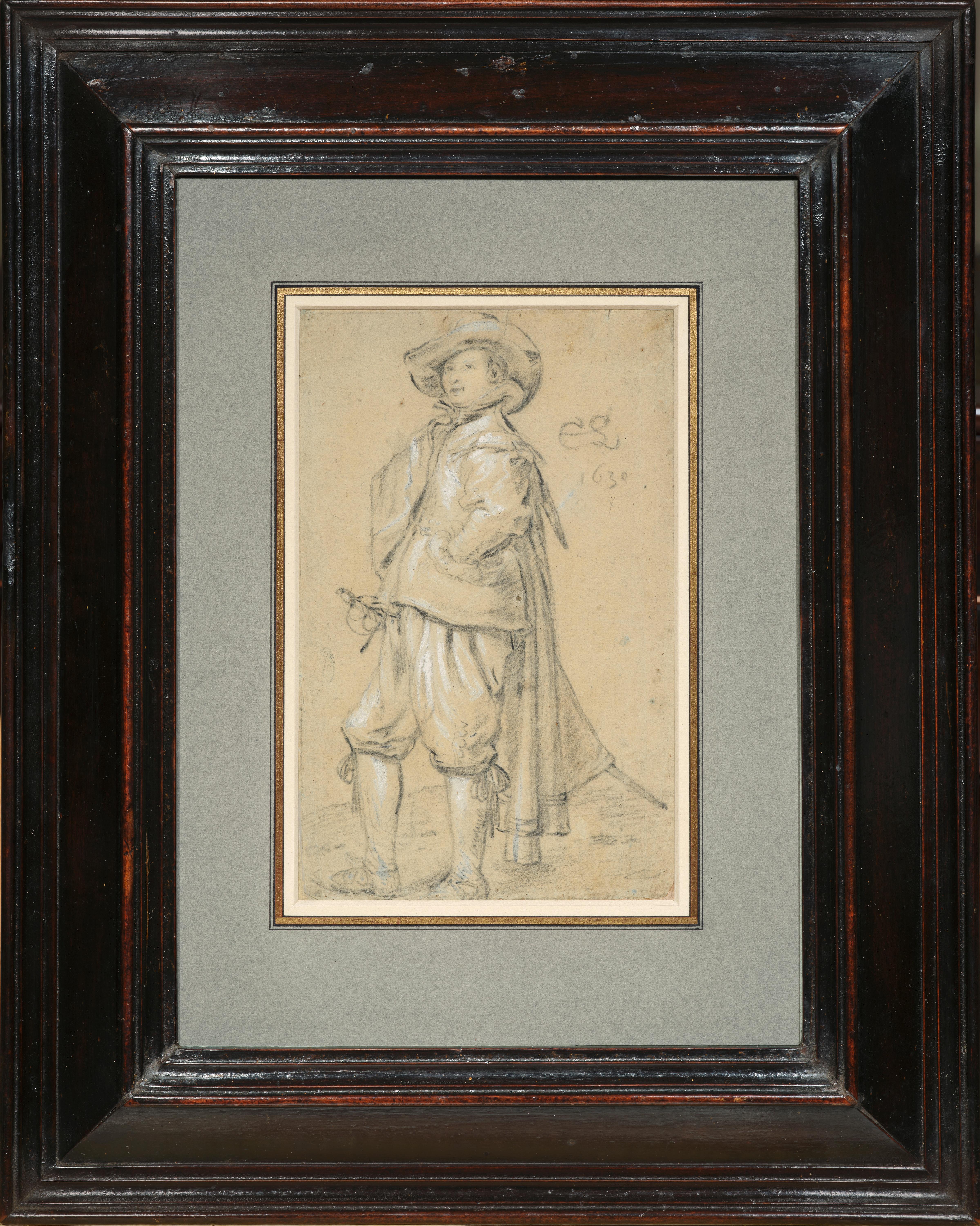 Jeune homme avec une épée, un poing sur la hanche, un dessin de Cornelis Saftleven