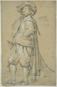 Young Man with a Sword, a Fist on his Hip, a drawing by Cornelis Saftleven