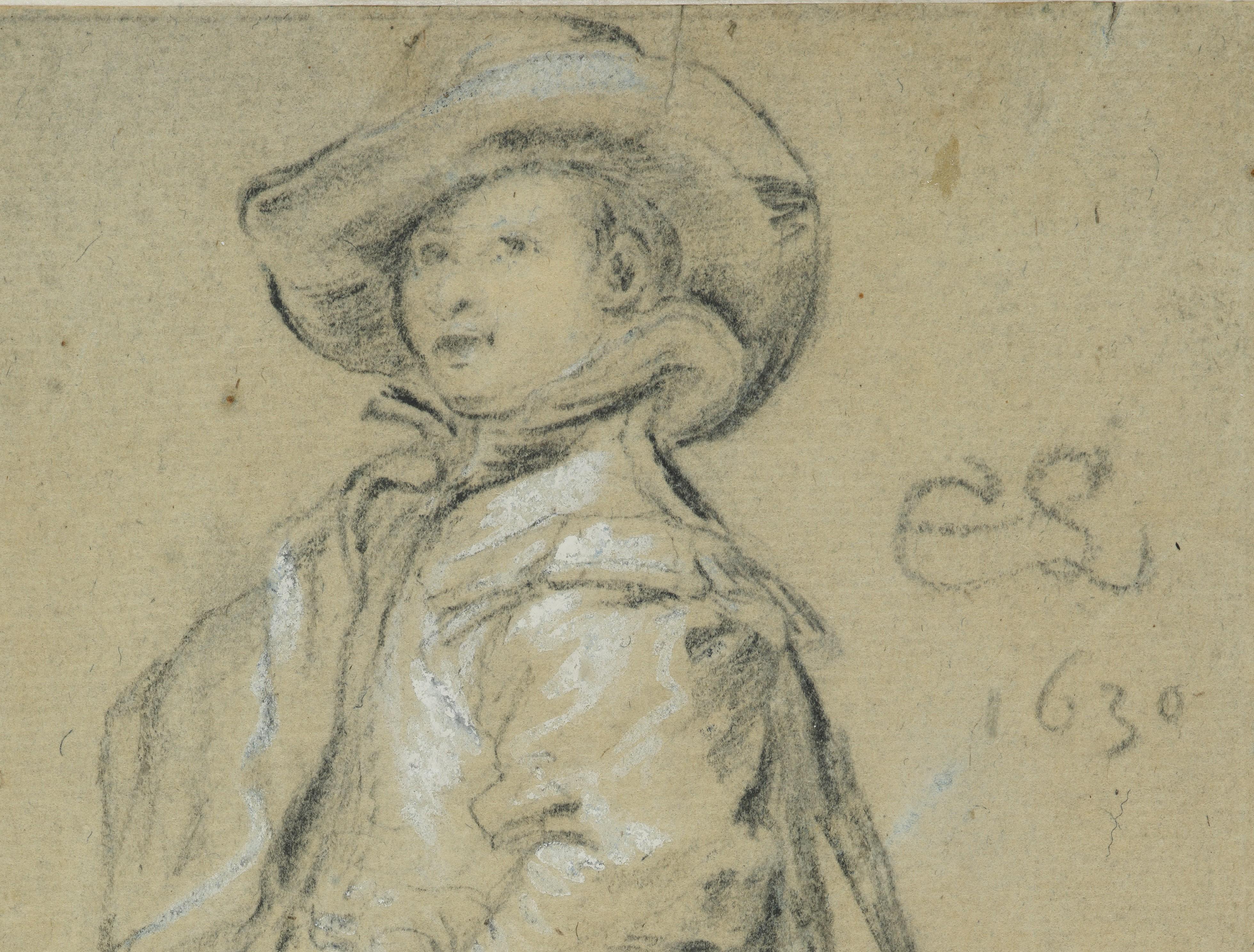 Joven con una espada y un puño en la cadera, dibujo de Cornelis Saftleven en venta 3