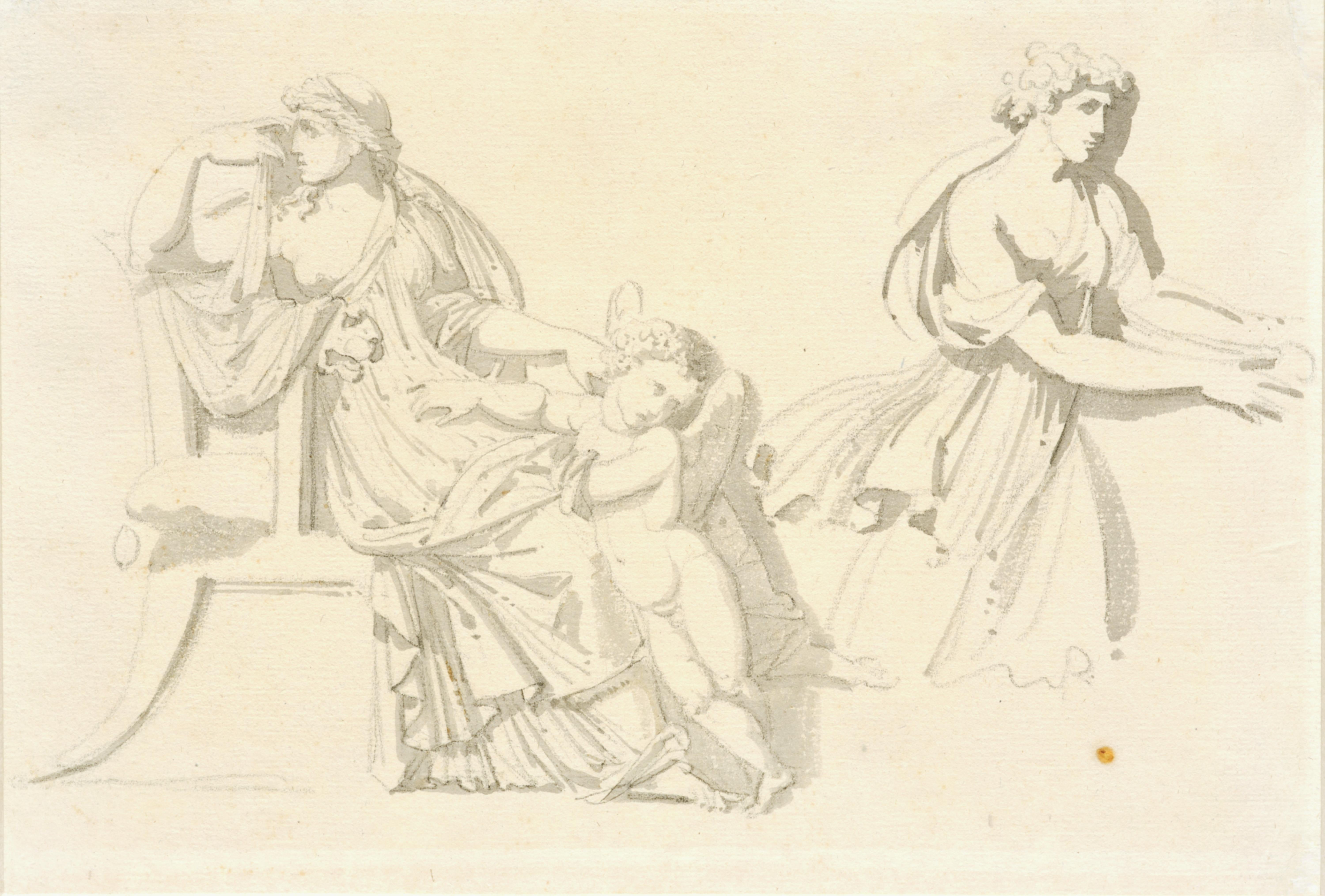 Frieze of antique figures, a drawing by the sculptor Antoine-Denis Chaudet For Sale 1