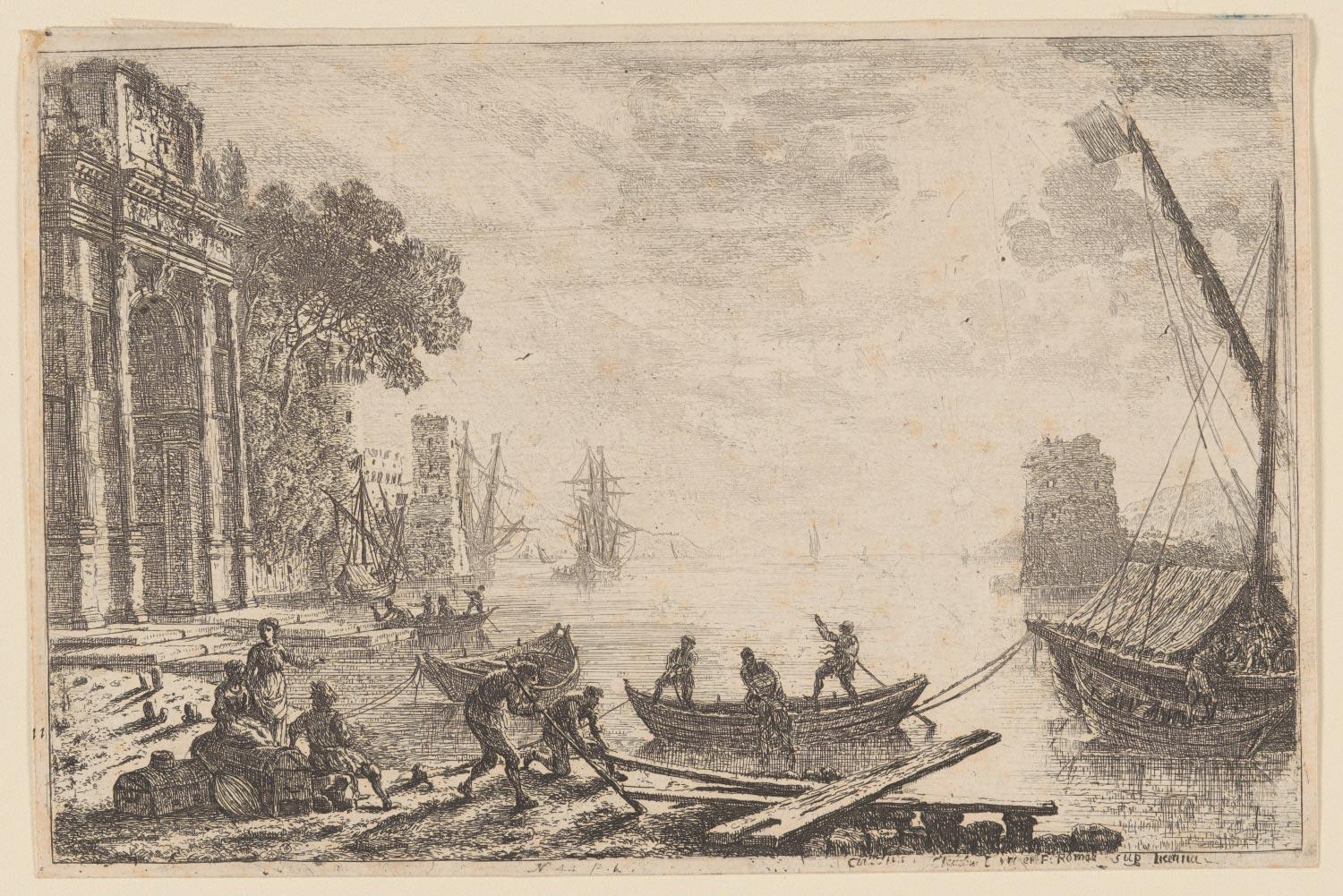 Veduta immaginaria di un porto italiano, disegno firmato e datato di Jacobus Storck in vendita 7