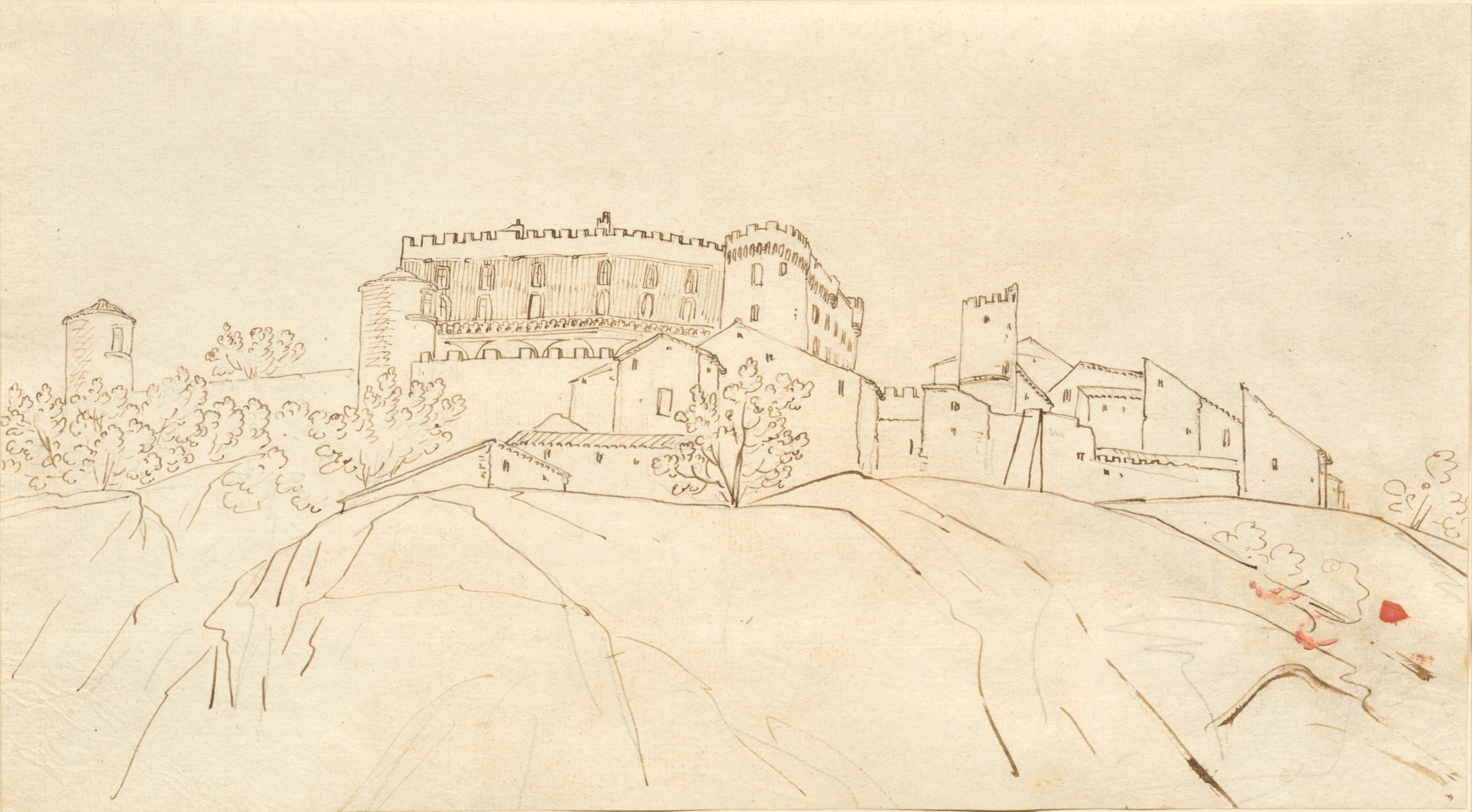 Vue d'un manoir dans le sud de la France, un dessin de Claude-Joseph Vernet en vente 1