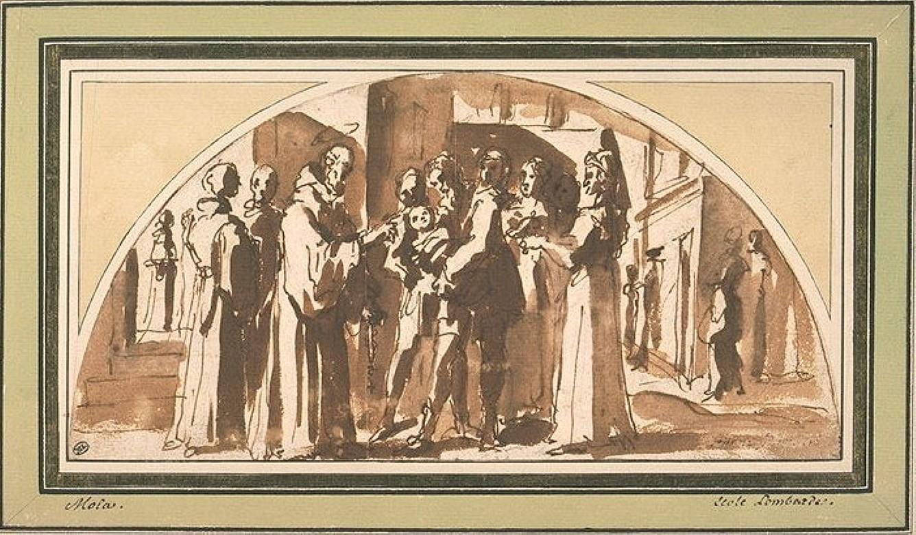 Allegory of the Treaty of Angoulême, a drawing attributed to Donato Mascagni - Brown Figurative Art by Donato Arsenio Mascagni