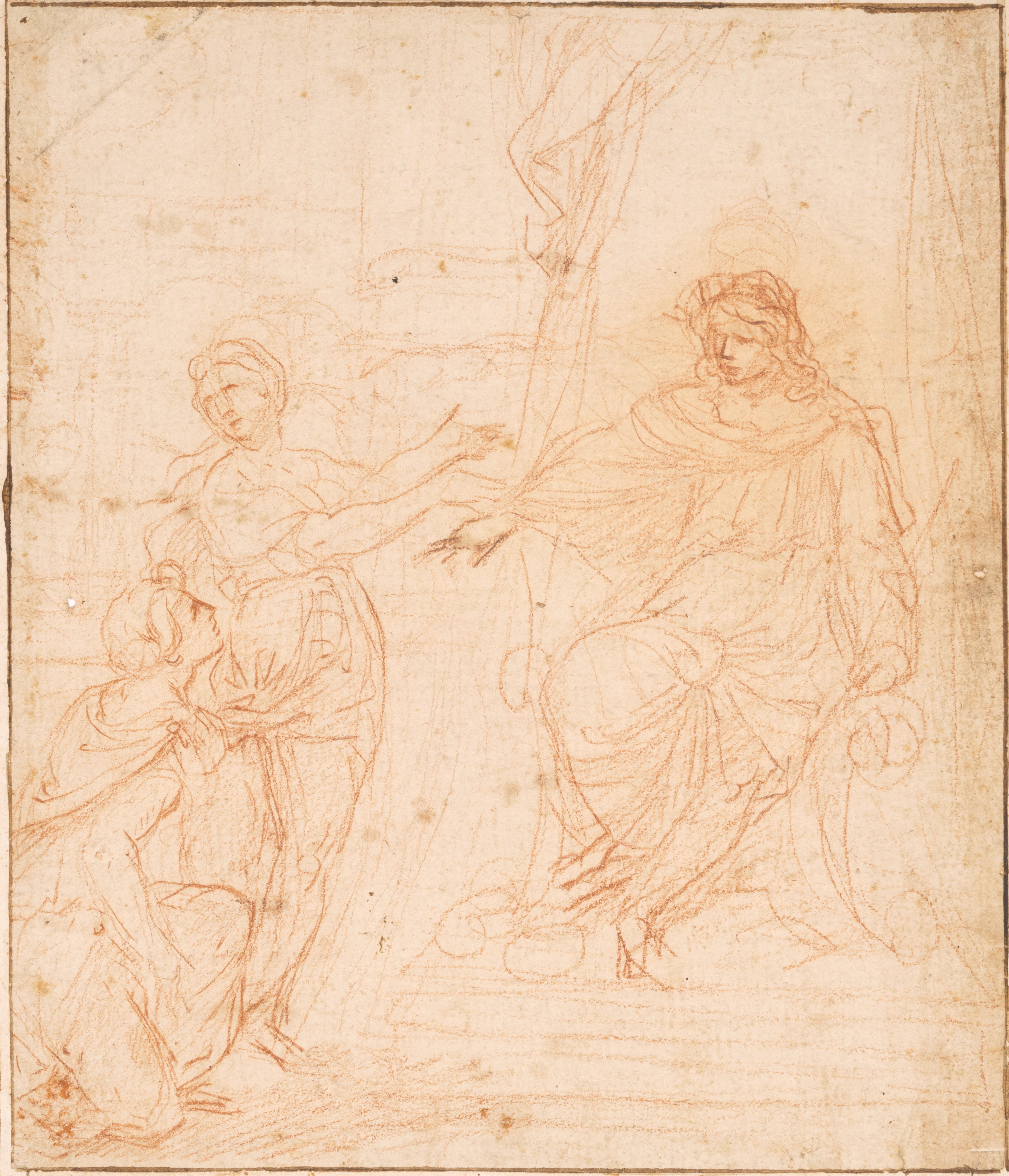 Studies for the Judgment of Solomon, a double-sided drawing by Simone Cantarini For Sale 2