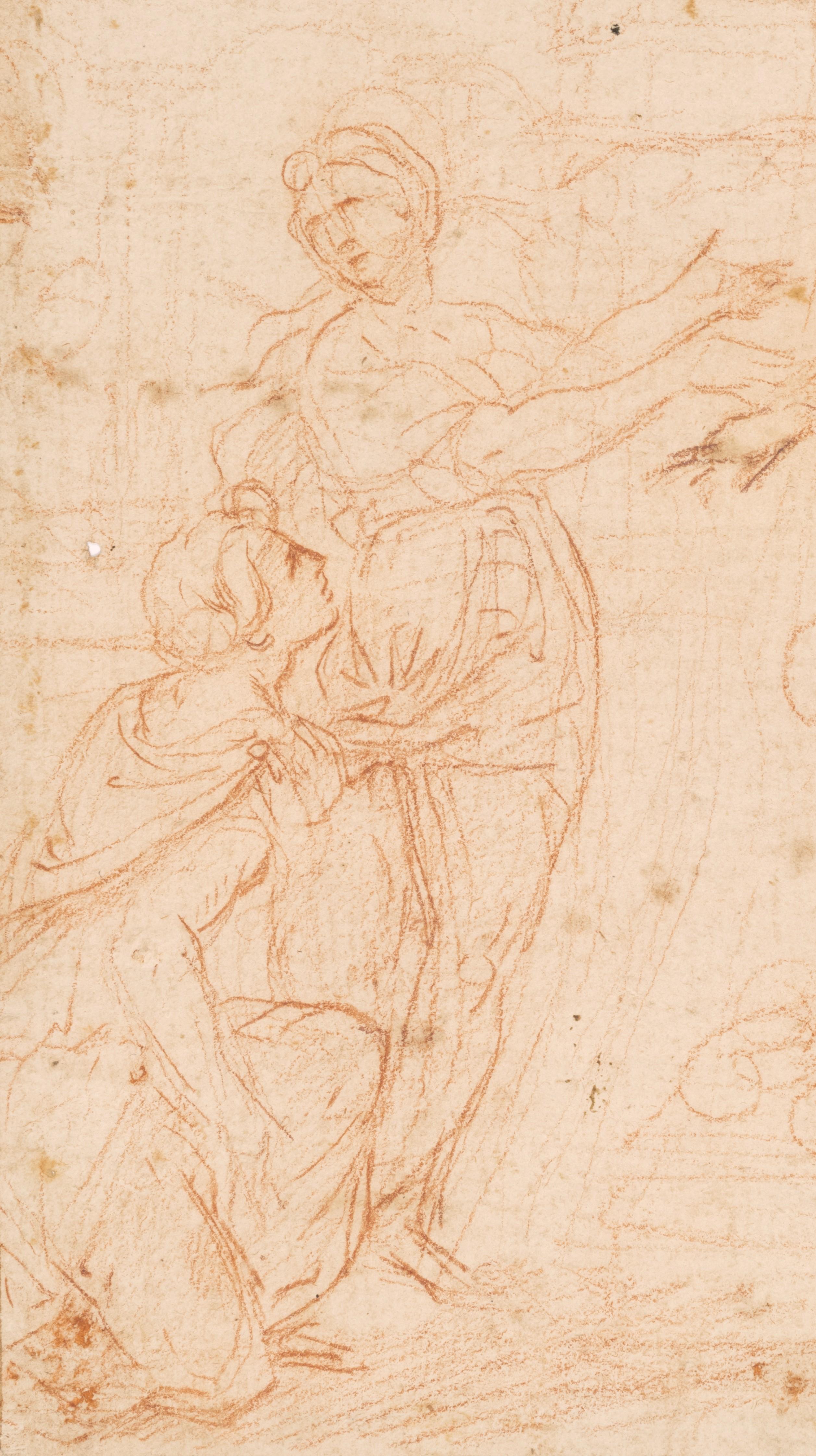 Studies for the Judgment of Solomon, a double-sided drawing by Simone Cantarini For Sale 6