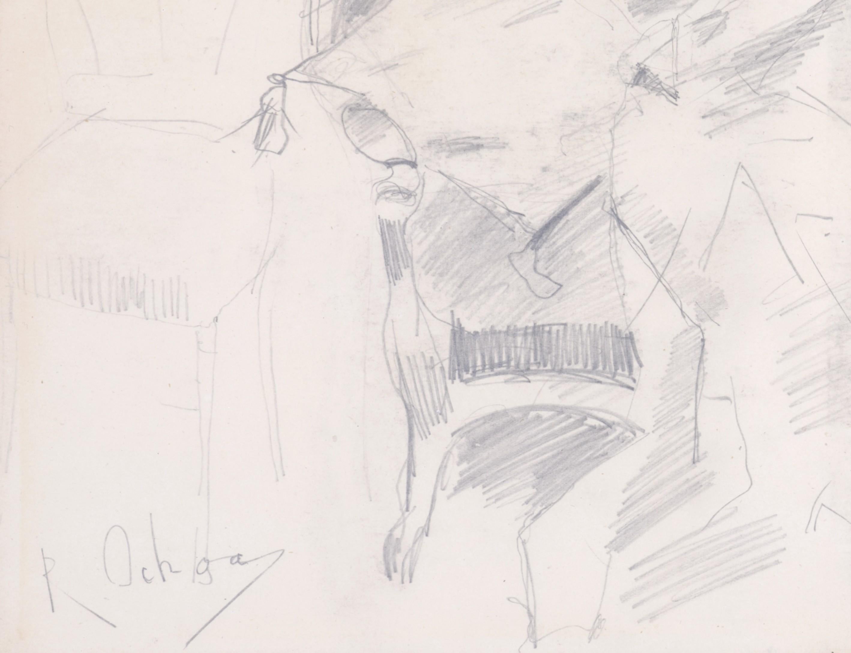 Porträt von Paul César Helleu, eine Zeichnung von Rafael de Ochoa y Madrazo (ca. 1885) im Angebot 4
