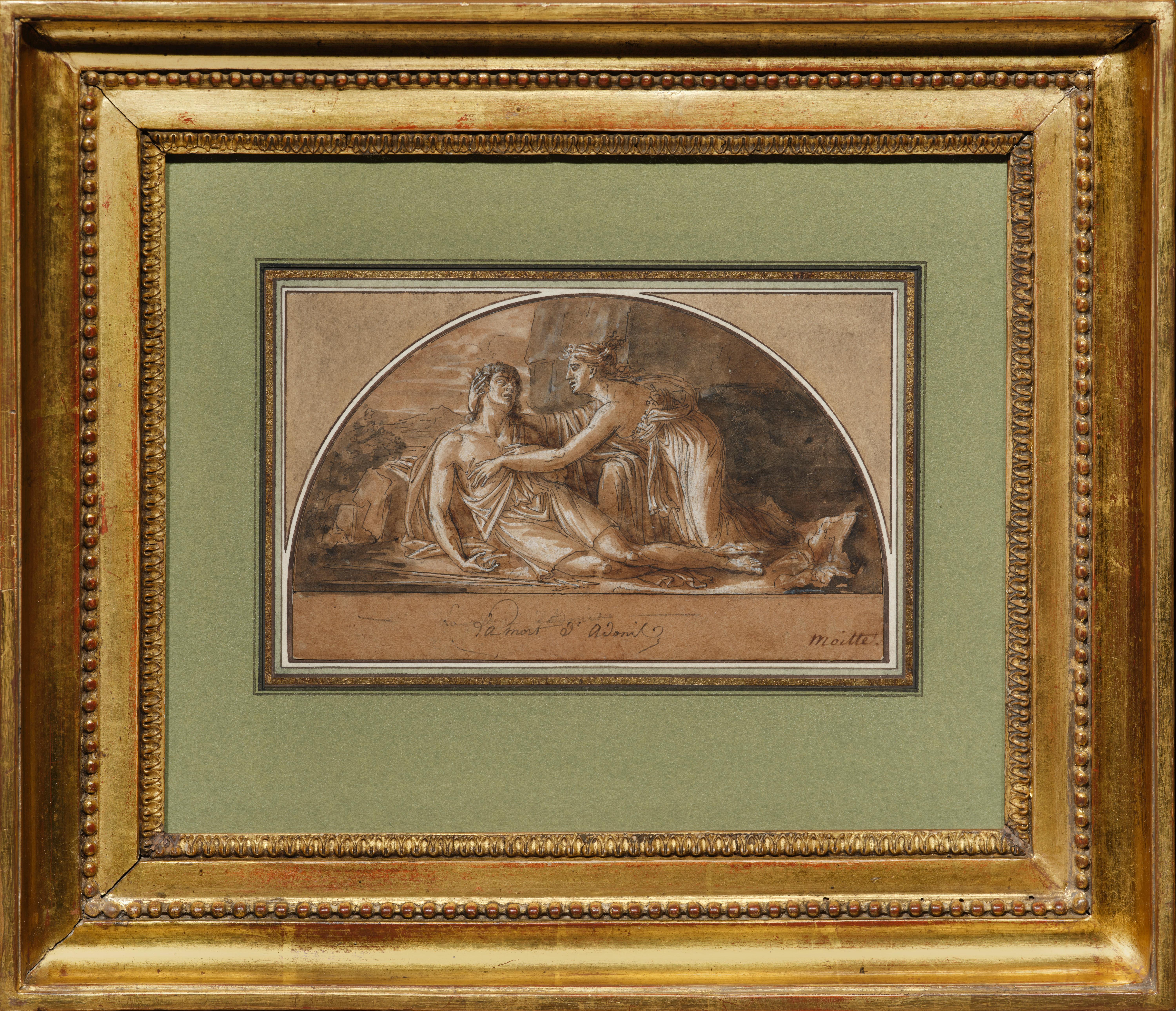 La mort d
Adonis, dessin néoclassique de Jean-Guillaume Moitte (vers 1785)