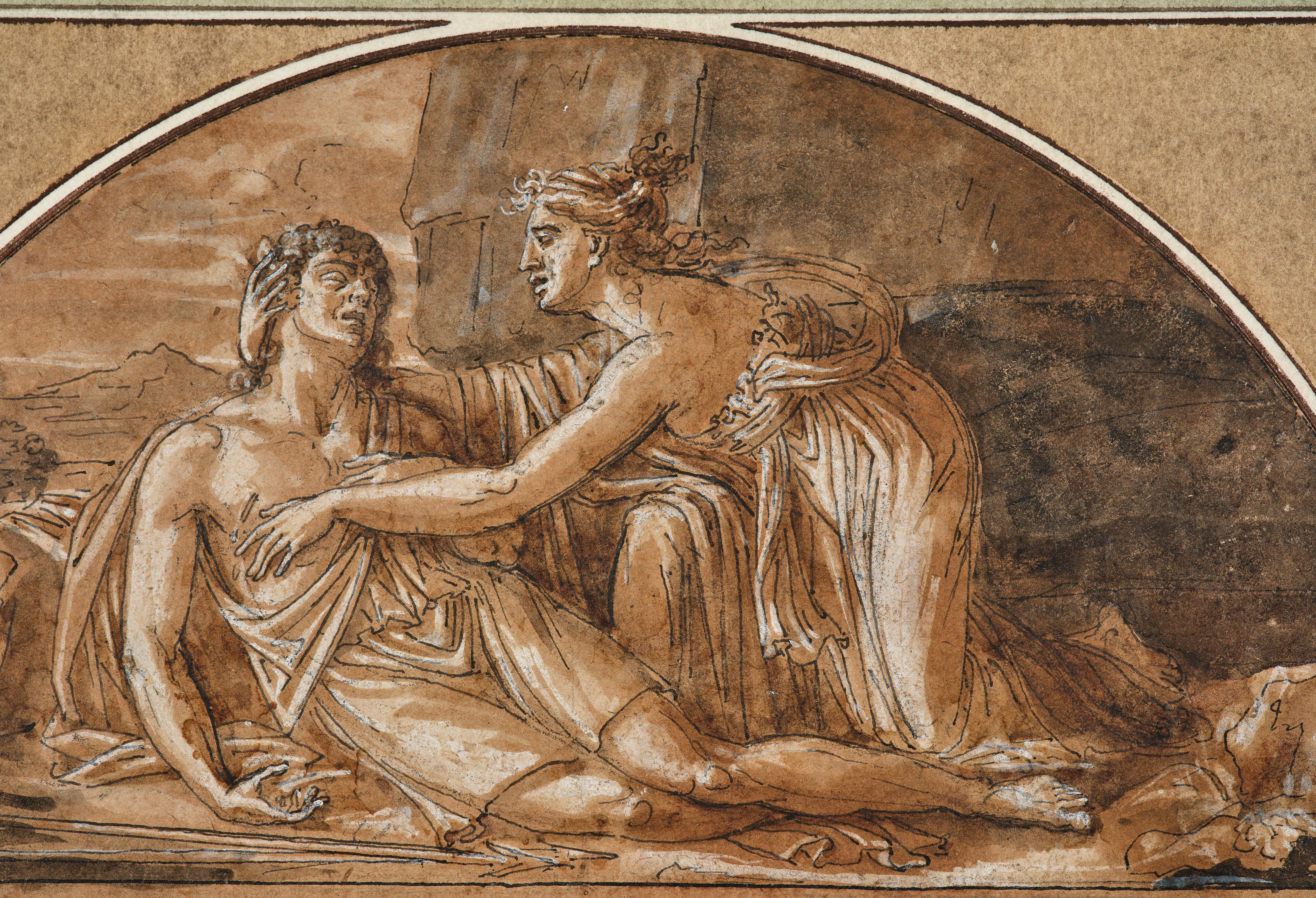 The Death of Adonis, a neoclassical drawing by Jean-Guillaume Moitte (ca. 1785) For Sale 2