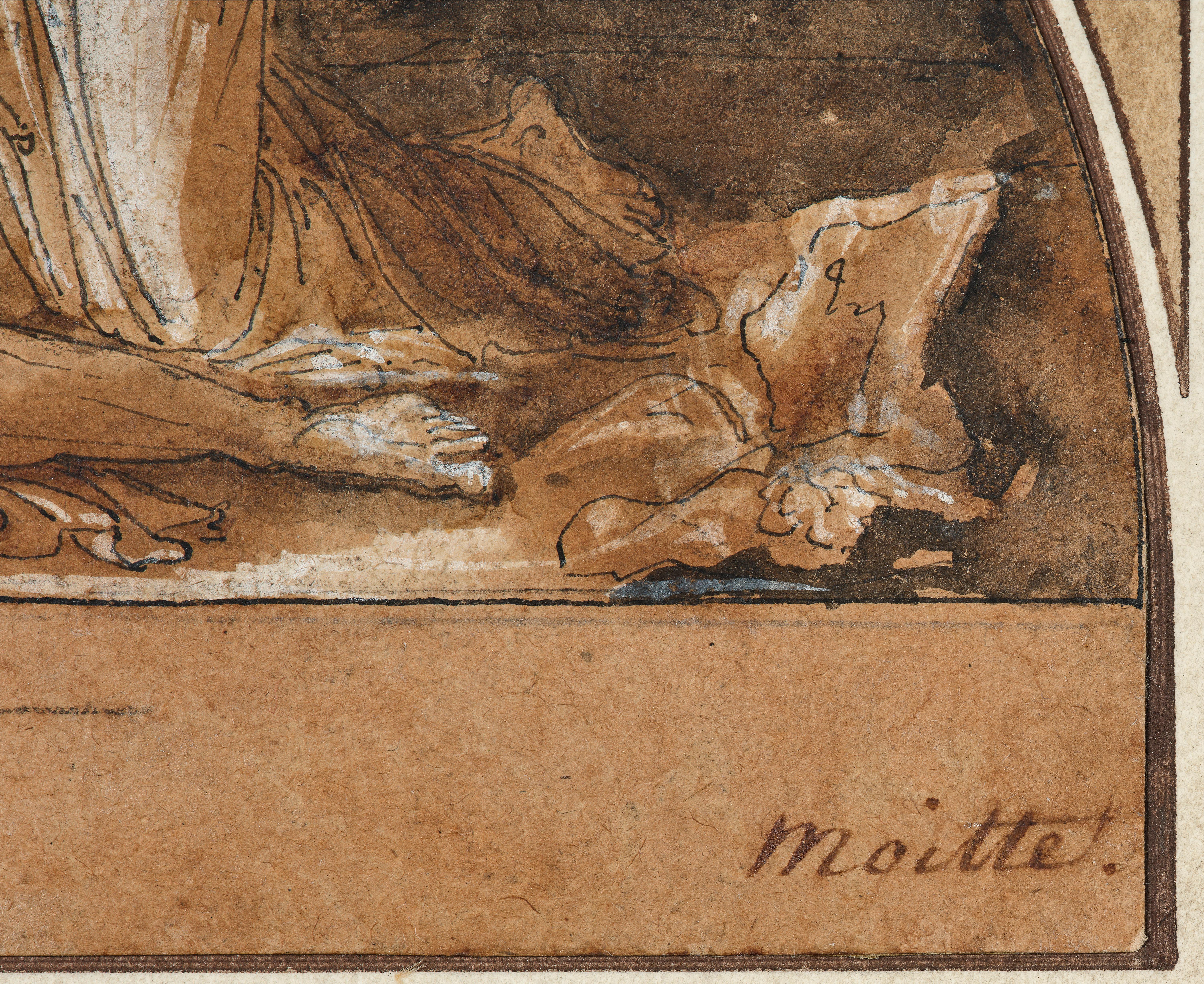 The Death of Adonis, a neoclassical drawing by Jean-Guillaume Moitte (ca. 1785) For Sale 5