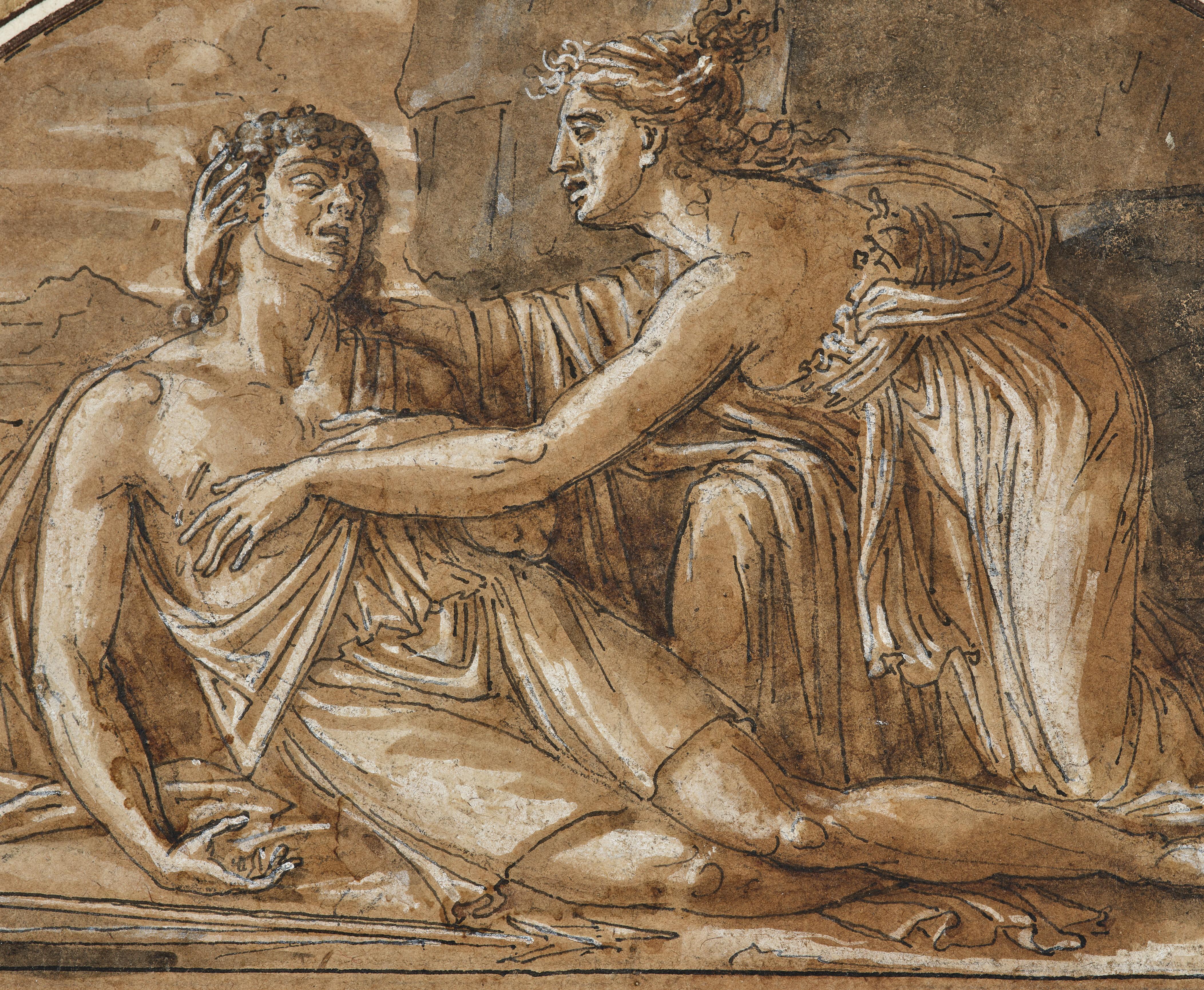 The Death of Adonis, a neoclassical drawing by Jean-Guillaume Moitte (ca. 1785) For Sale 3