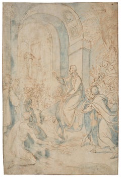 A large drawing by Il Cigoli depicting Christ's Entry into Jerusalem
