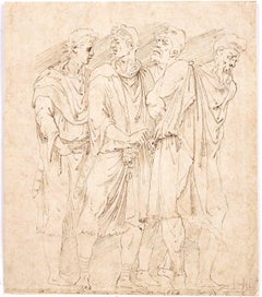 The Dacian Prisoners, a drawing by Girolamo da Carpi after P. da Caravaggio