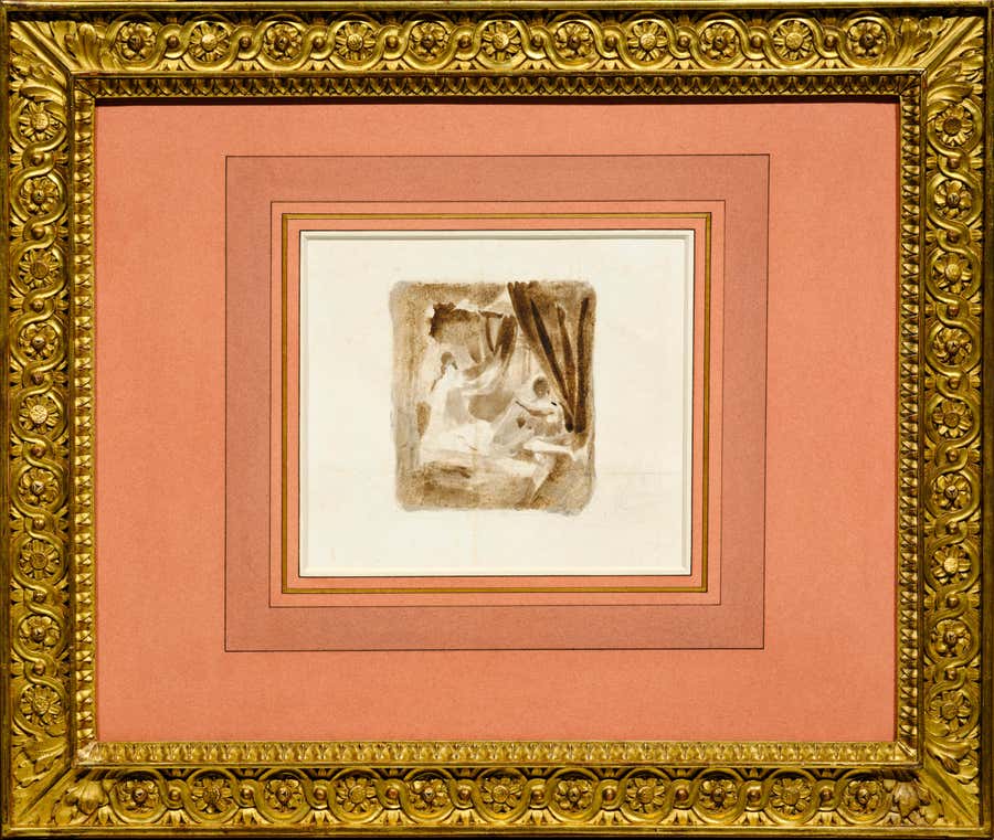 A preparatory drawing by Eugène Delacroix on the back of one of his prints