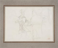 The lover at the piano, a romantic drawing by Eugène Delacroix (c. 1843)