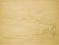 Study for « Paysage de Fribourg » - 1943 a drawing by Balthus (1908 - 2001)