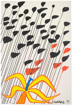 Alexander Calder Flower 1971 Gouache on Canson Paper Signed and Dated
