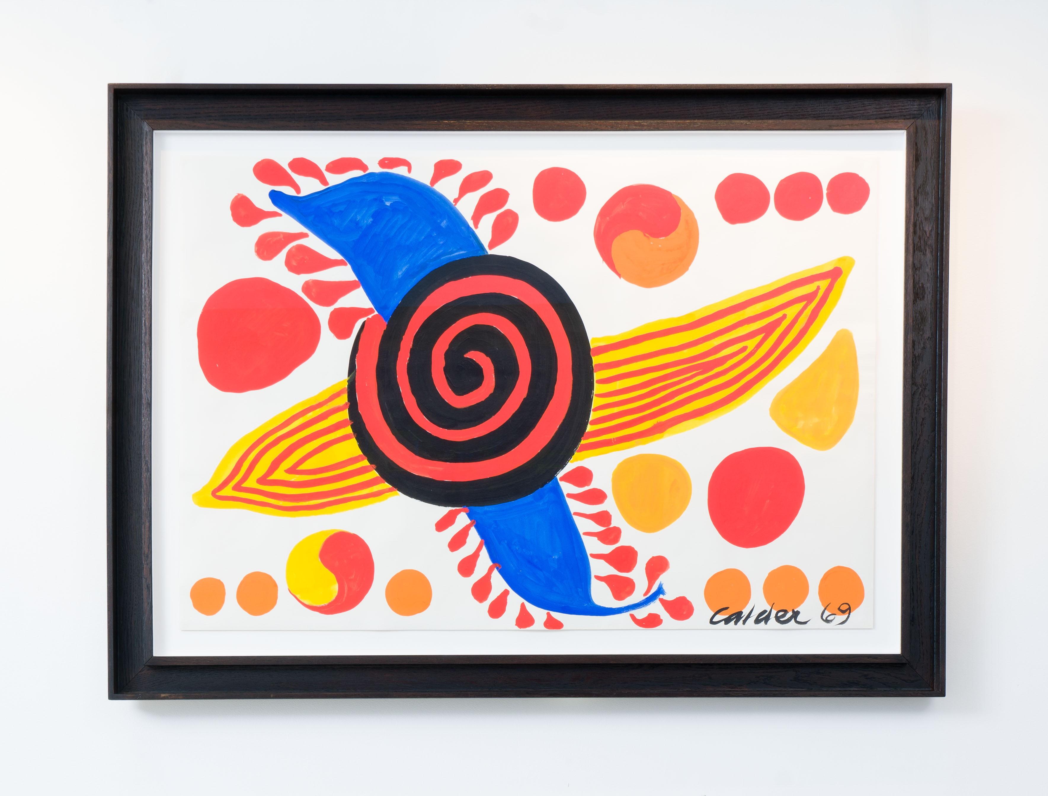 Alexander Calder Yin Yang and Pinwheel 1969 Gouache sur papier de Canson Signé