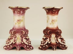 Victorian Alba China Ceramic Hand-painted Pedestals in Grotesque Style