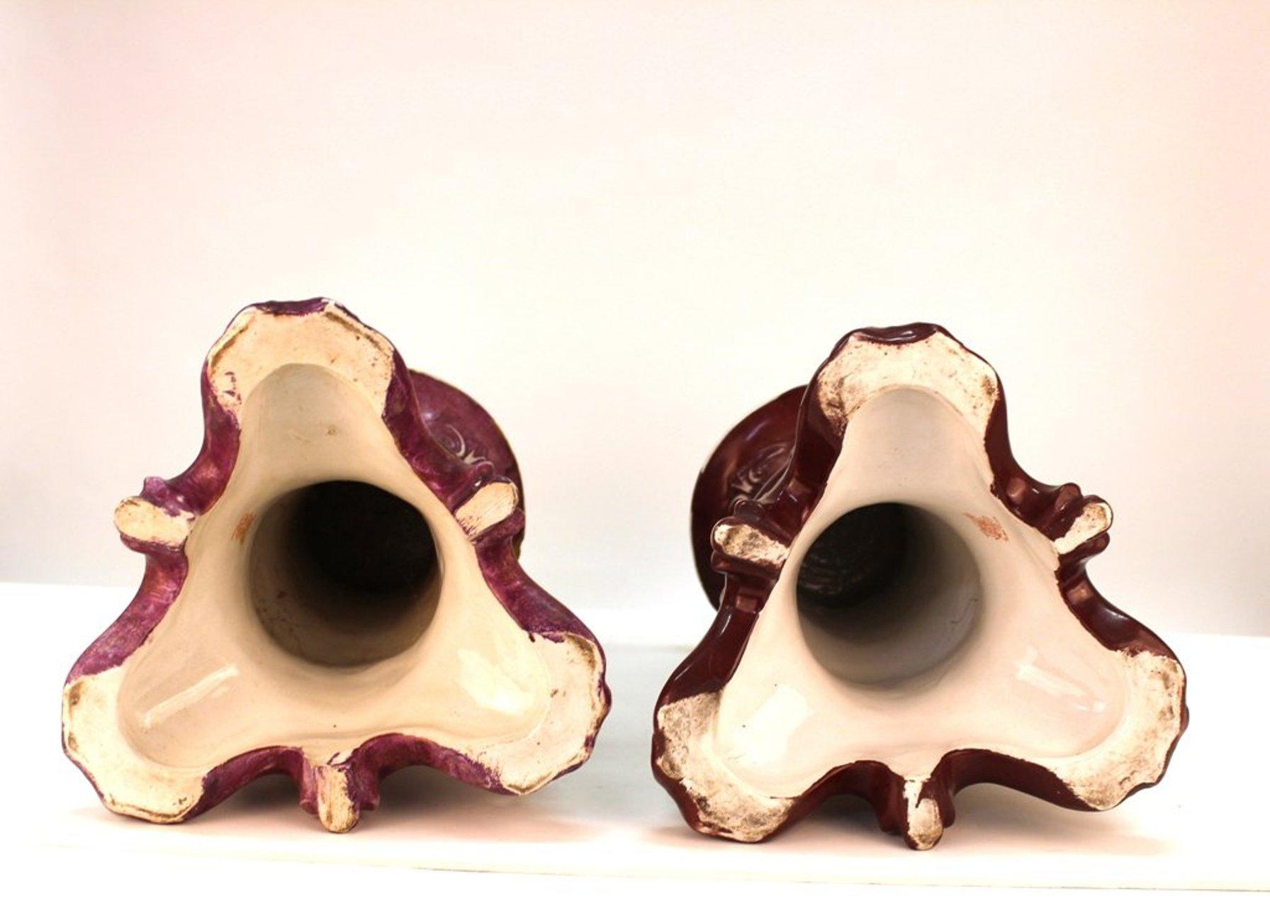 Victorian Alba China Ceramic Hand-painted Pedestals in Grotesque Style For Sale 1