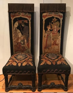 English Pre-Raphaelite Tapestry Side Chairs 