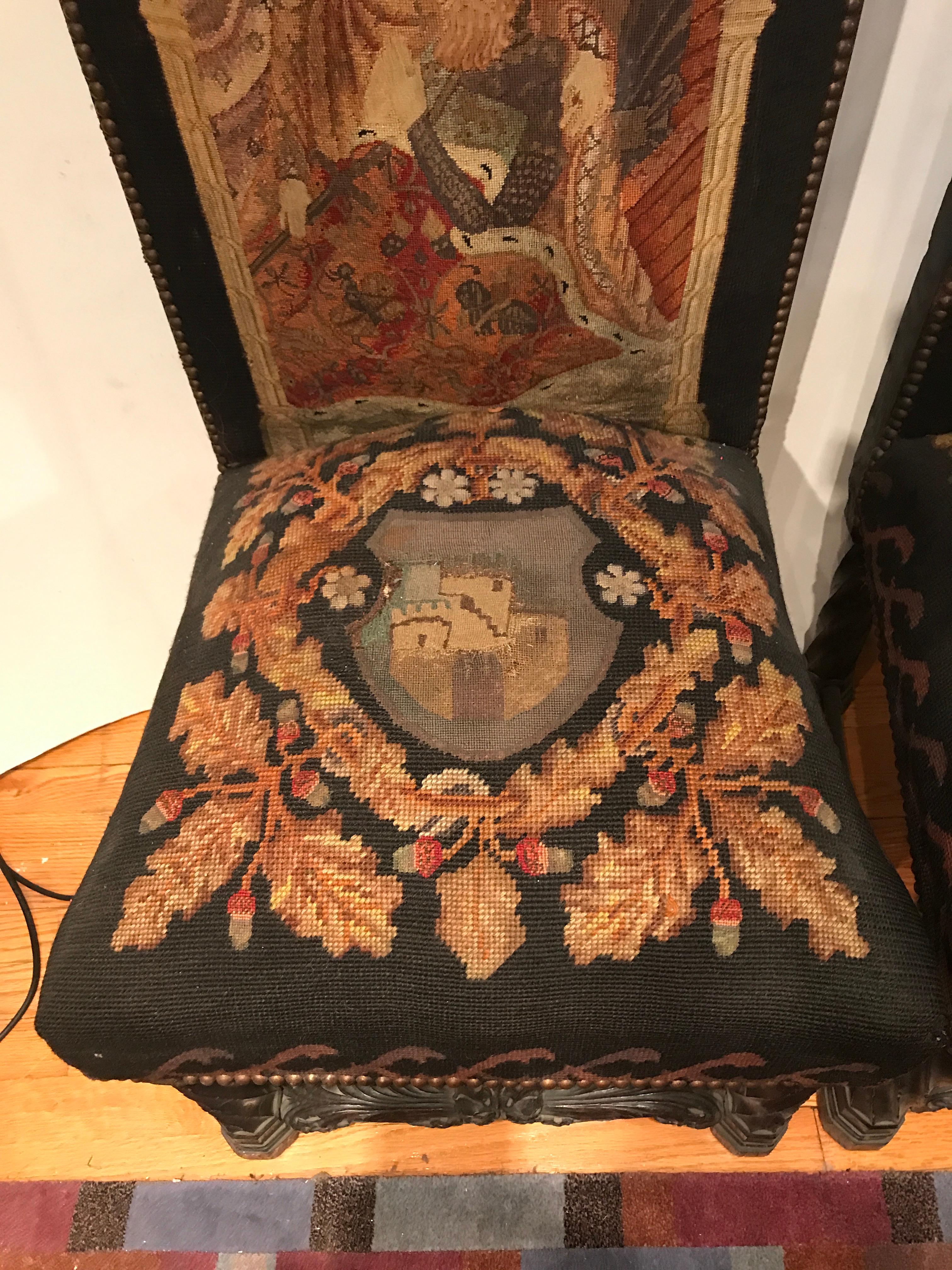 English Pre-Raphaelite Tapestry Side Chairs  For Sale 5