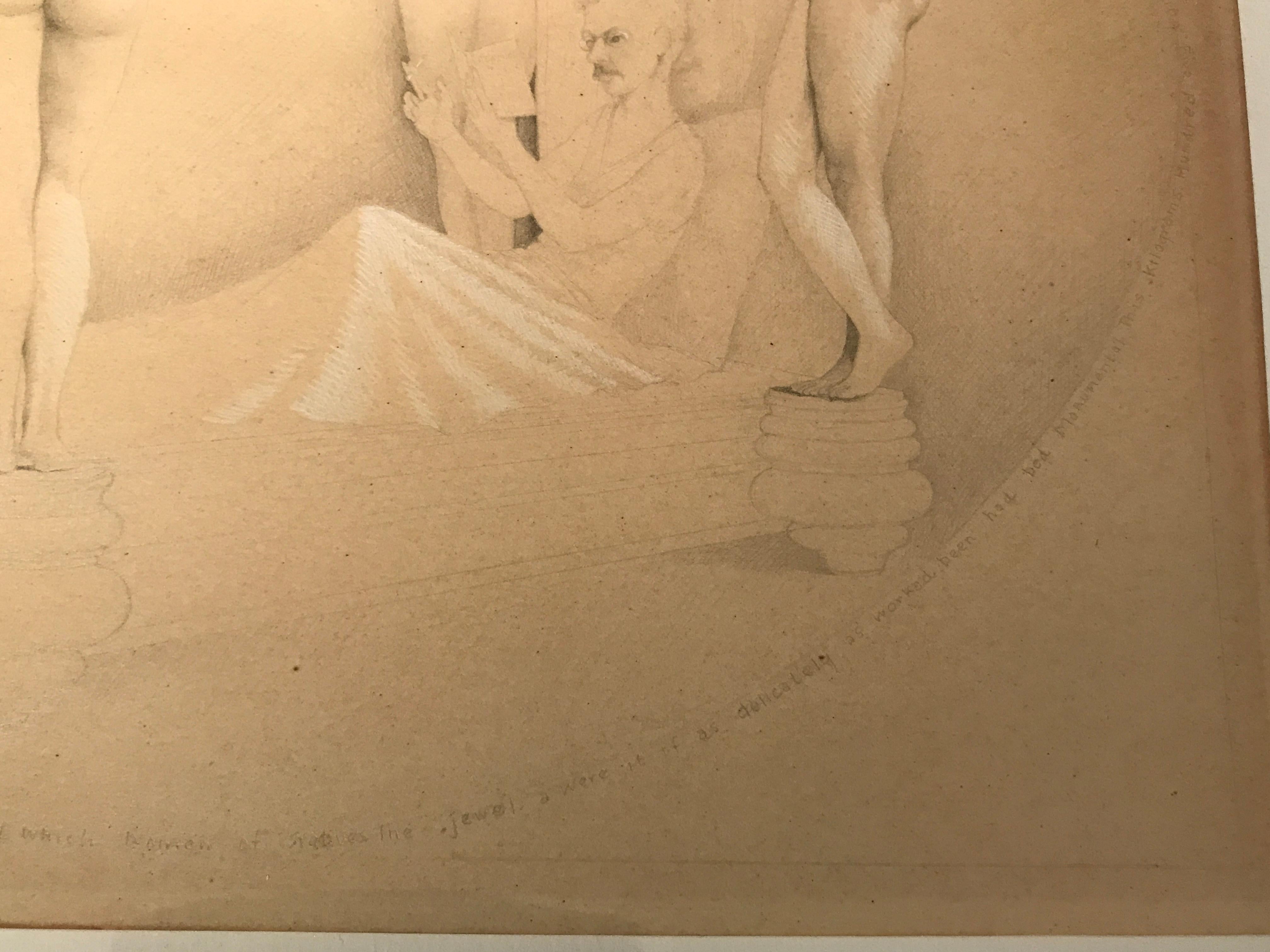 Self Portrait on a Sultan's Bed - Brown Figurative Art by John Wilde